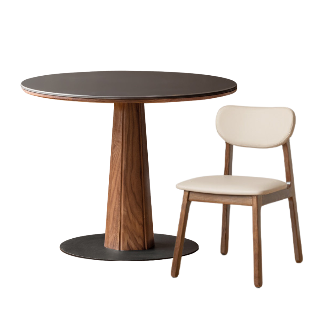 Black Walnut, Ash, Sandalwood Solid Wood Round Dining Table