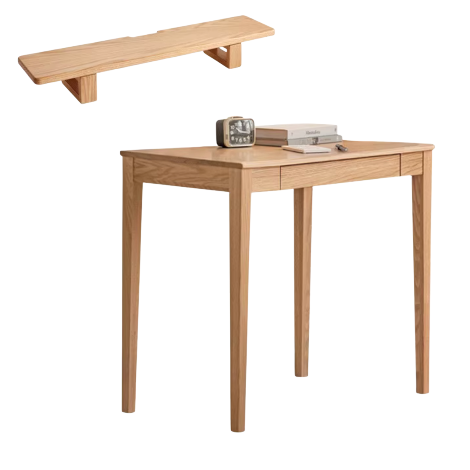 Solid Rubberwood, Oak Solid Wood Small Desk