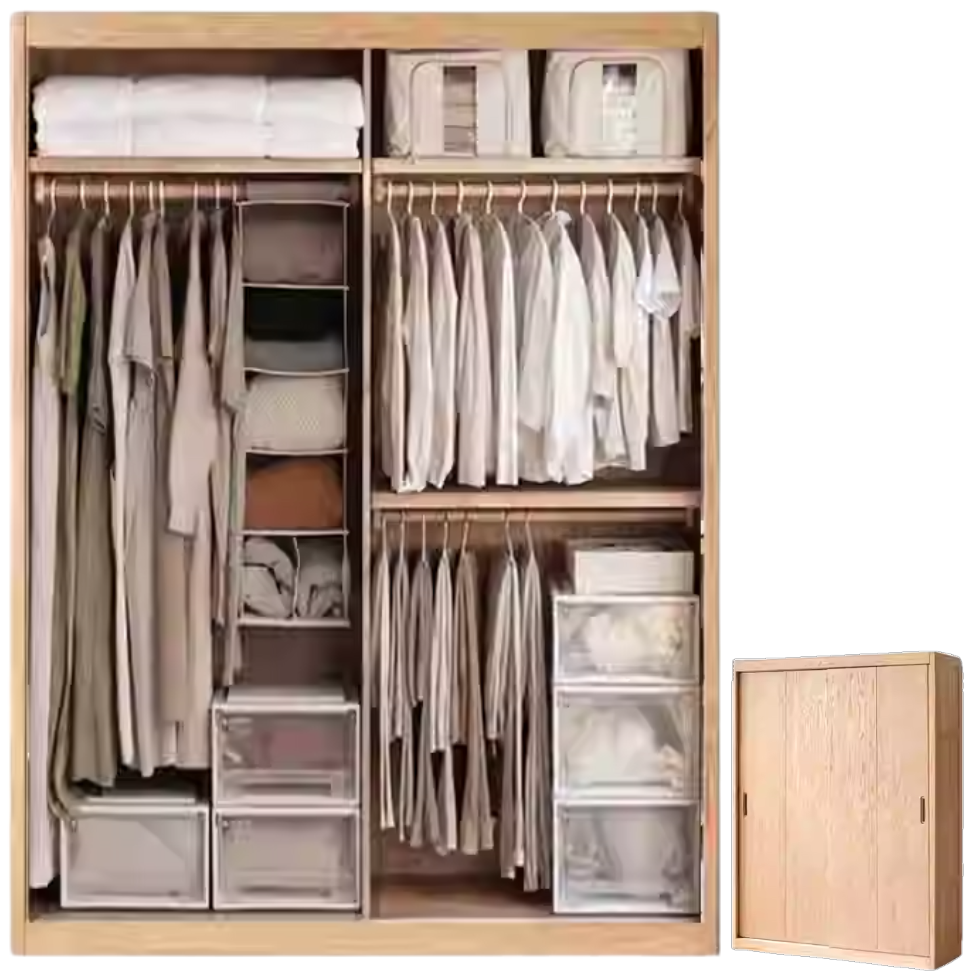 Oak, Ash Solid Wood Modern Wardrobe.