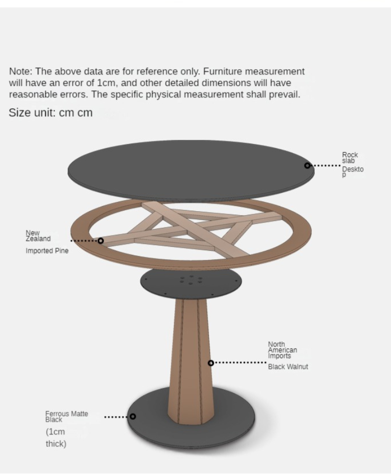 Black Walnut, Ash, Sandalwood Solid Wood Round Dining Table