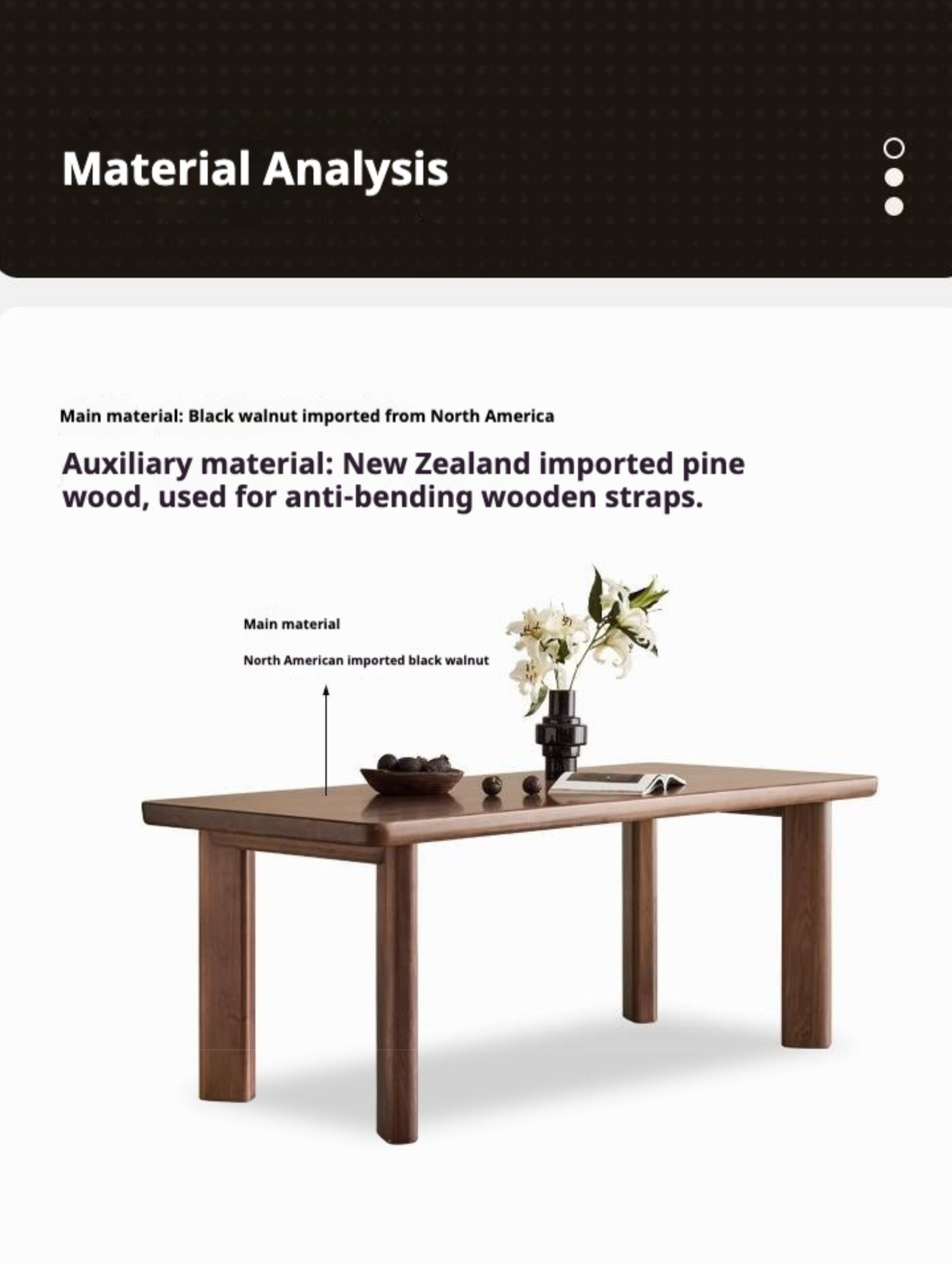 Black Walnut Solid Wood Dining Table