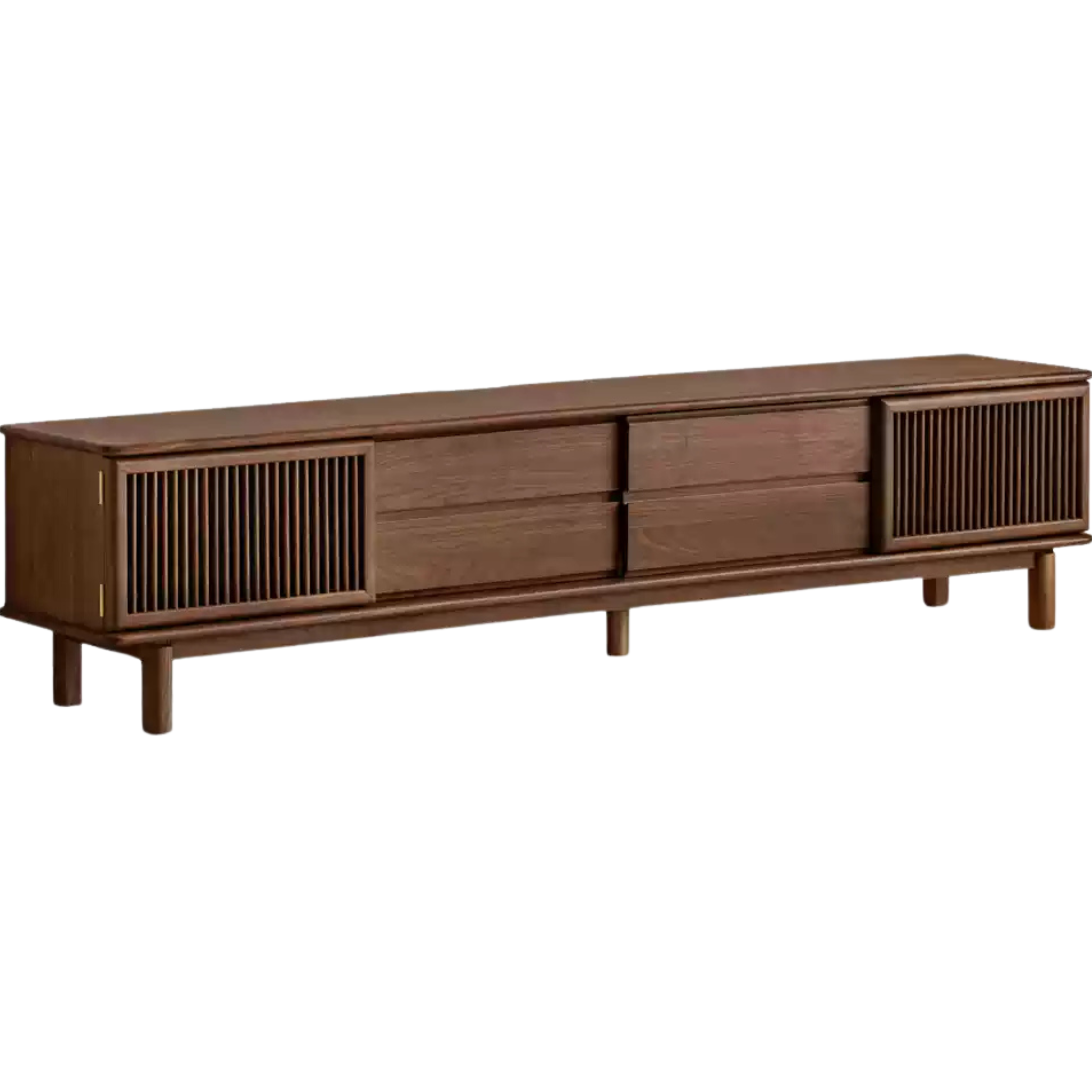 Black Walnut Solid Wood Floor TV Cabinet.