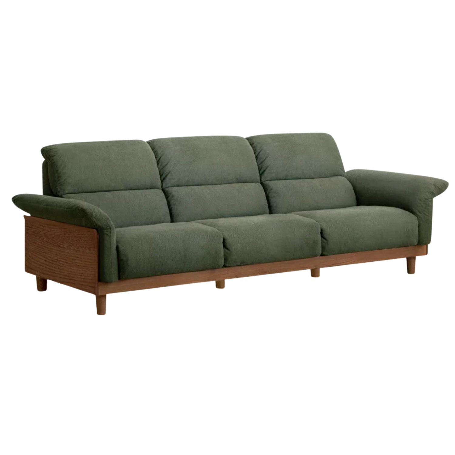 Oak Solid Wood Fabric Sofa, Couch with High Back Cushions, Durable Pet-Friendly Upholstery