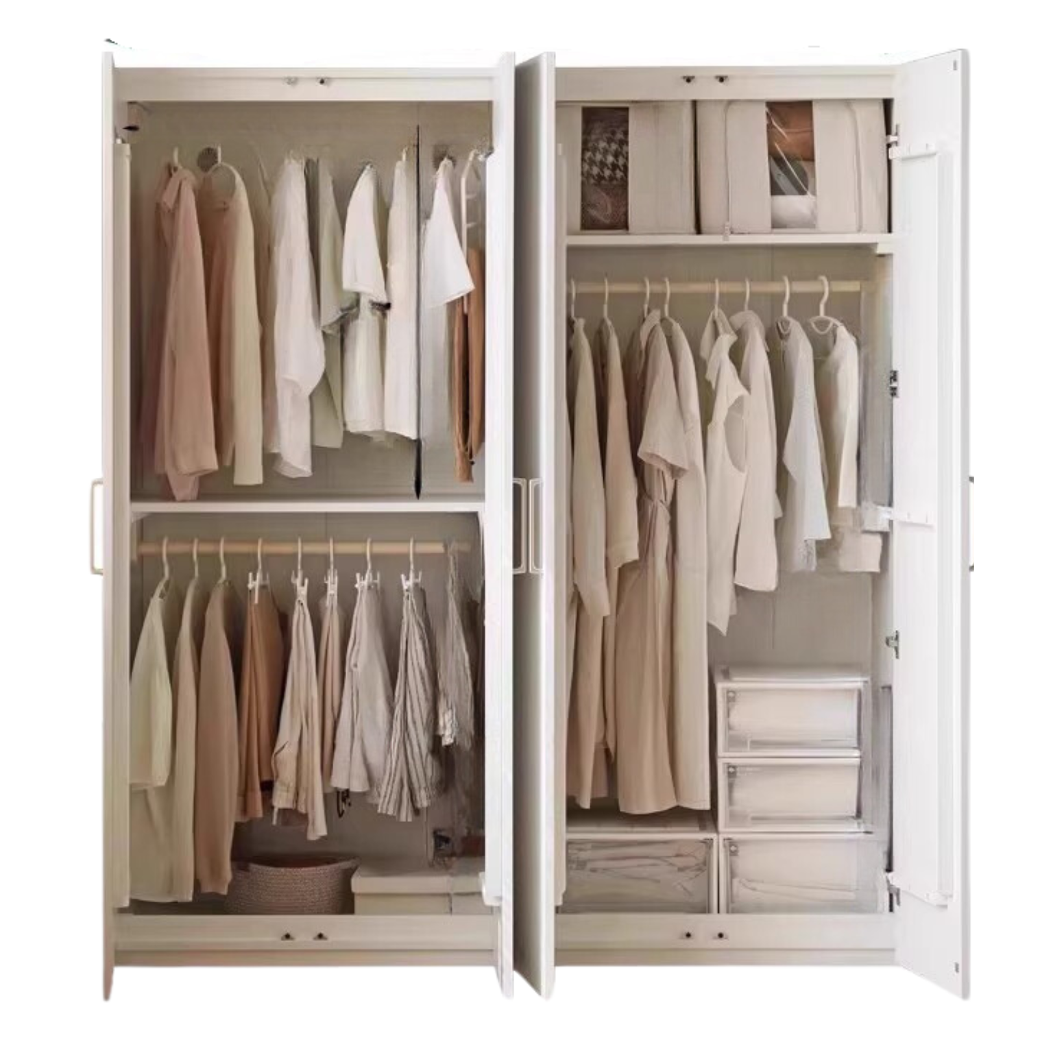 Pine Solid Wood Wardrobe French Cream Style.