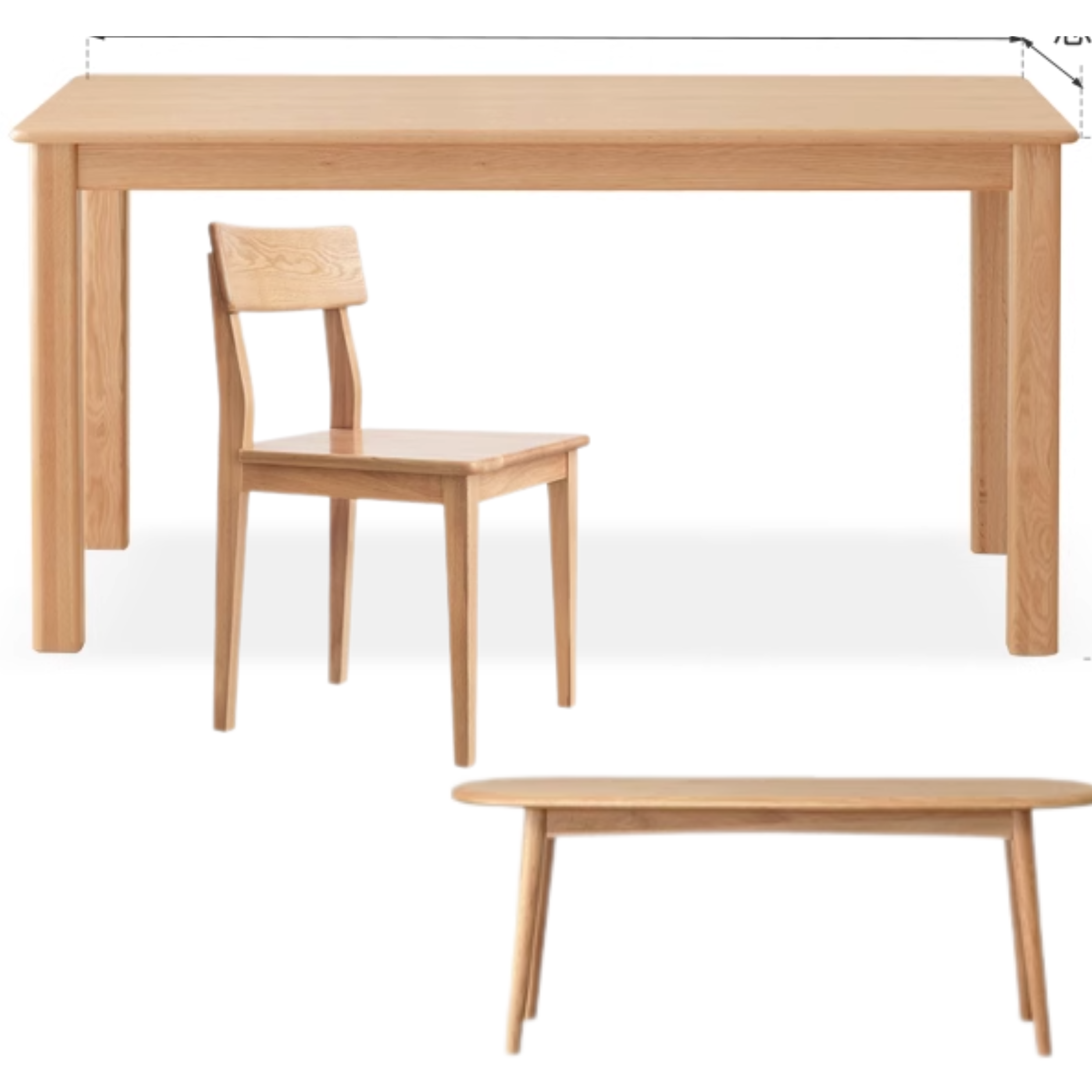 Oak, Ash Solid Wood Modern Dining Table
