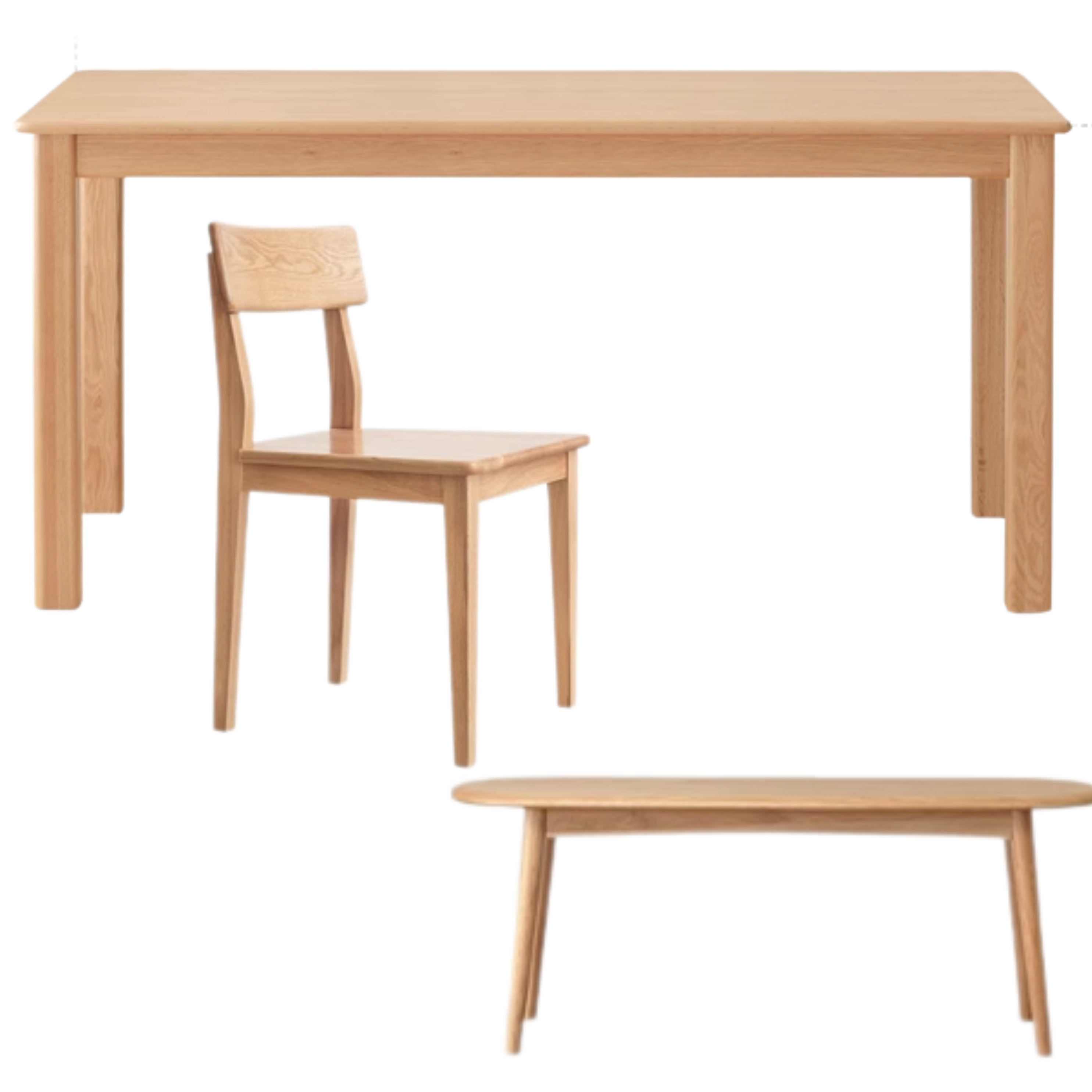 Oak, Ash Solid Wood Modern Dining Table