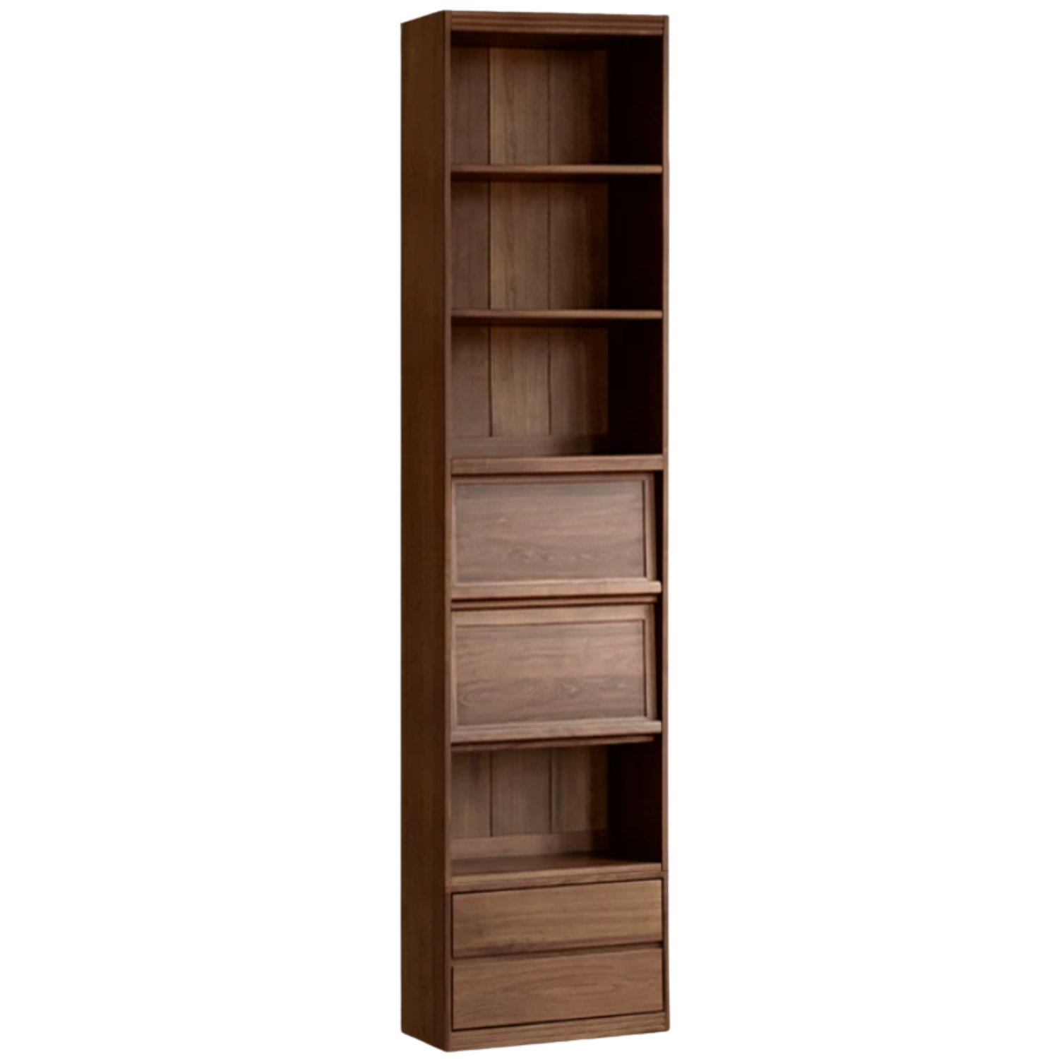 Black Walnut, Oak, Ash Solid Wood Floor-Standing Bookcase with Luxury Storage Cabinet