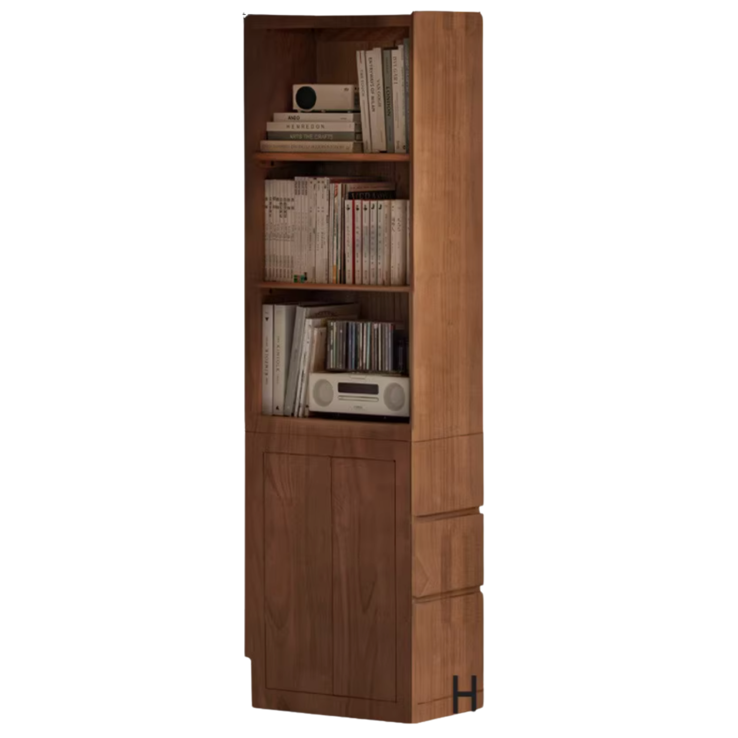 Solid Rubberwood, Oak Solid Wood Bookcase Modern With Glass Door