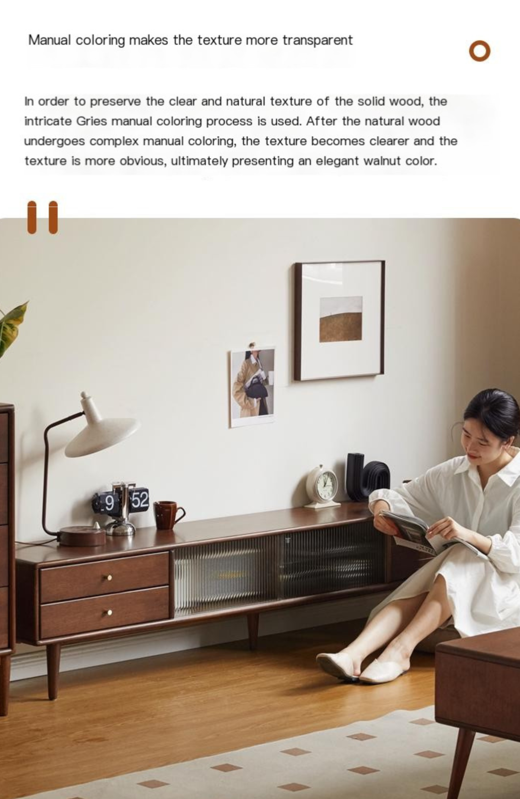 Solid RubberWood Light Luxury TV Cabinet.