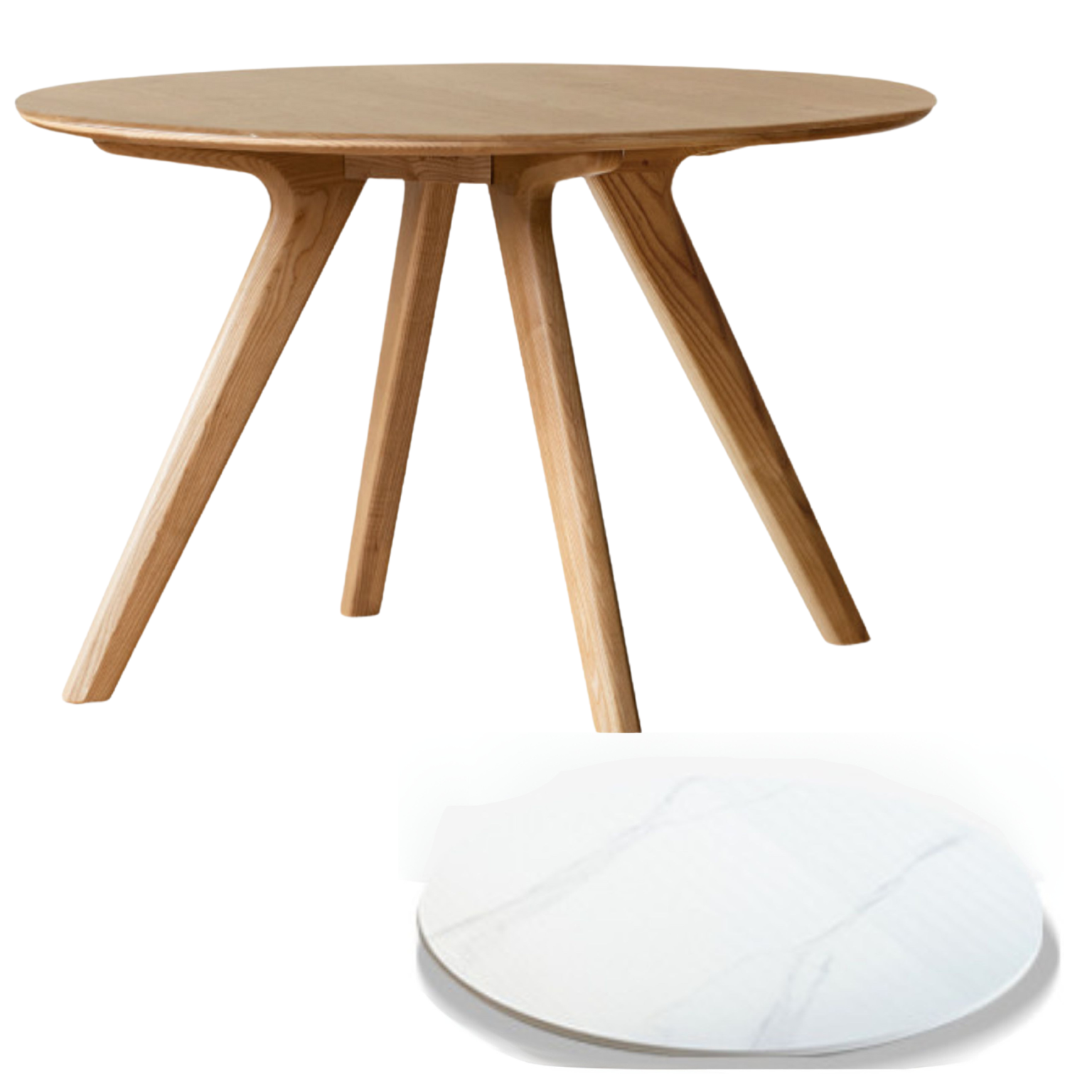 Ash Solid Wood Modern Rock Round Table.
