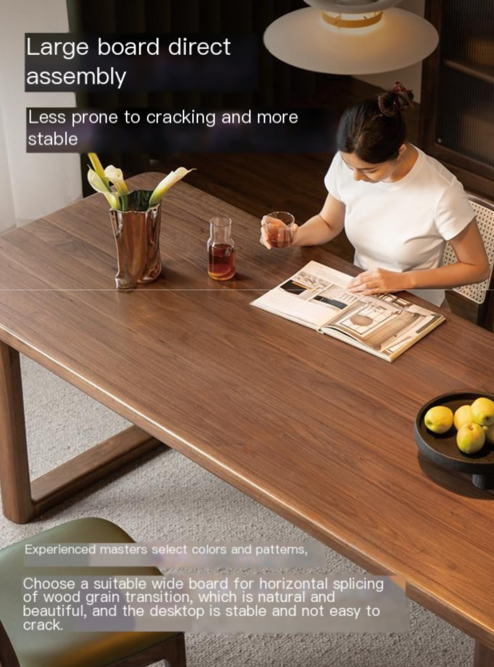 Black Walnut Solid Wood Large Board Dining Table
