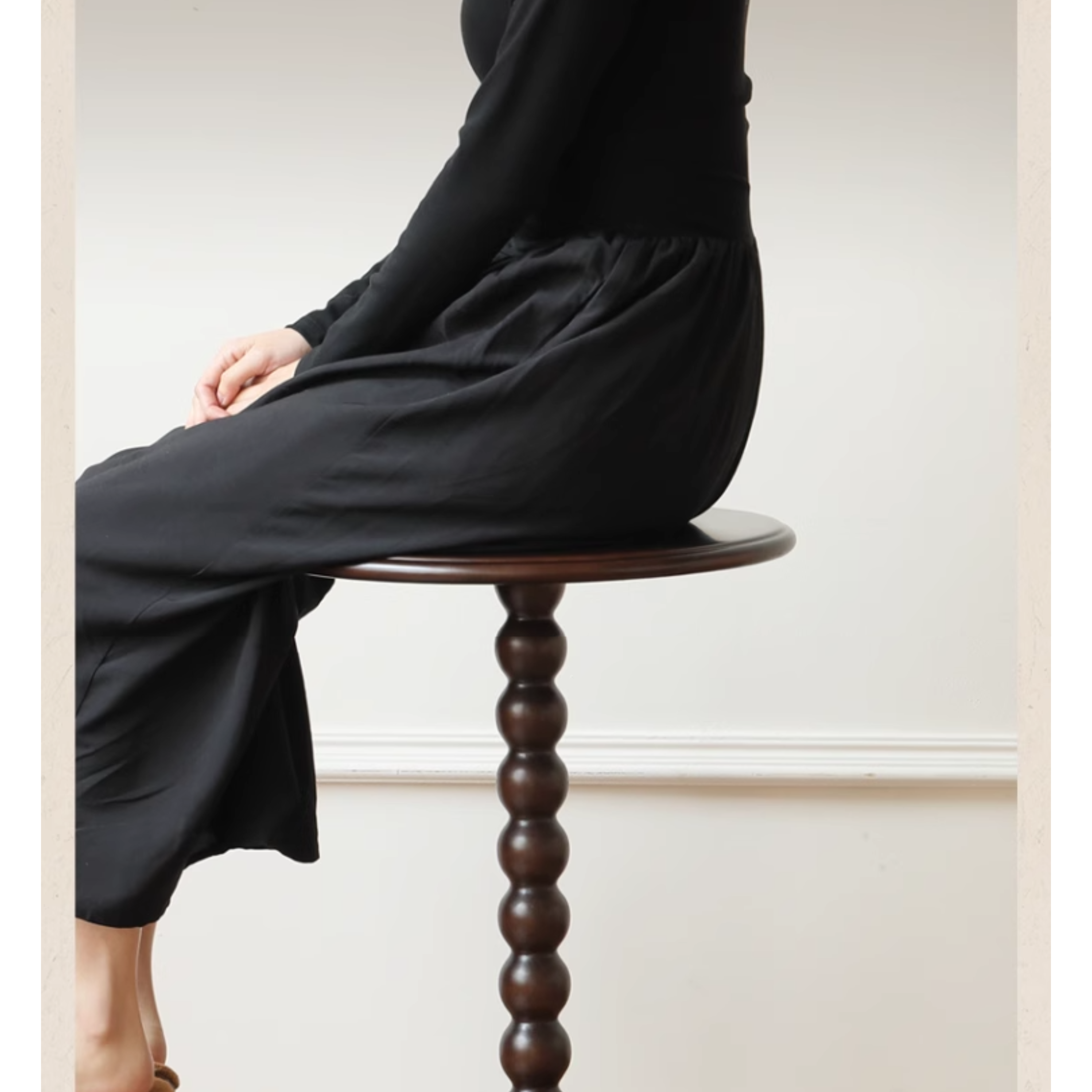 Black Walnut, Poplar, Solid Rubberwood American Retro Side Table.