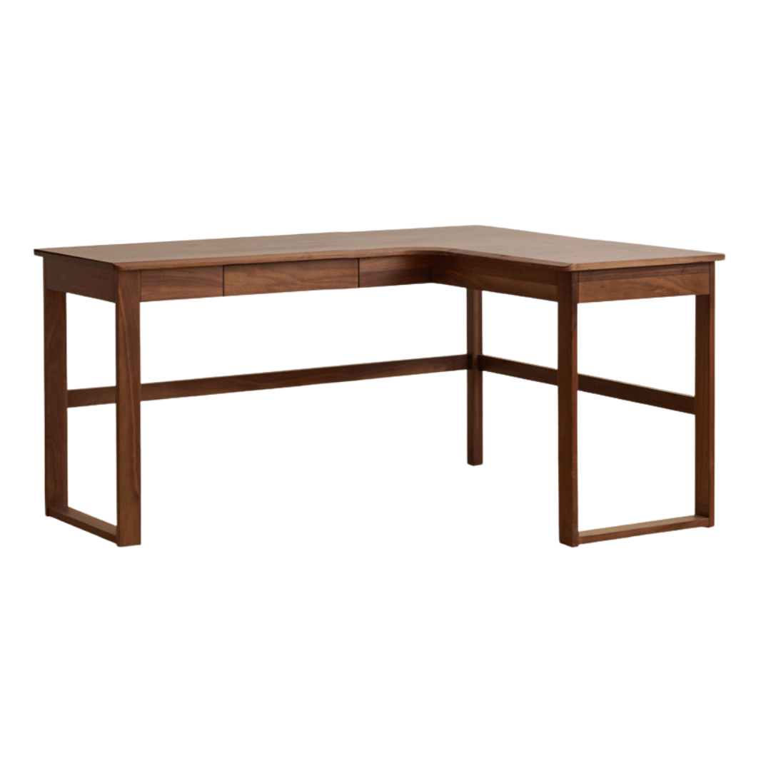 Oak Solid Wood Corner Desk Bookshelf