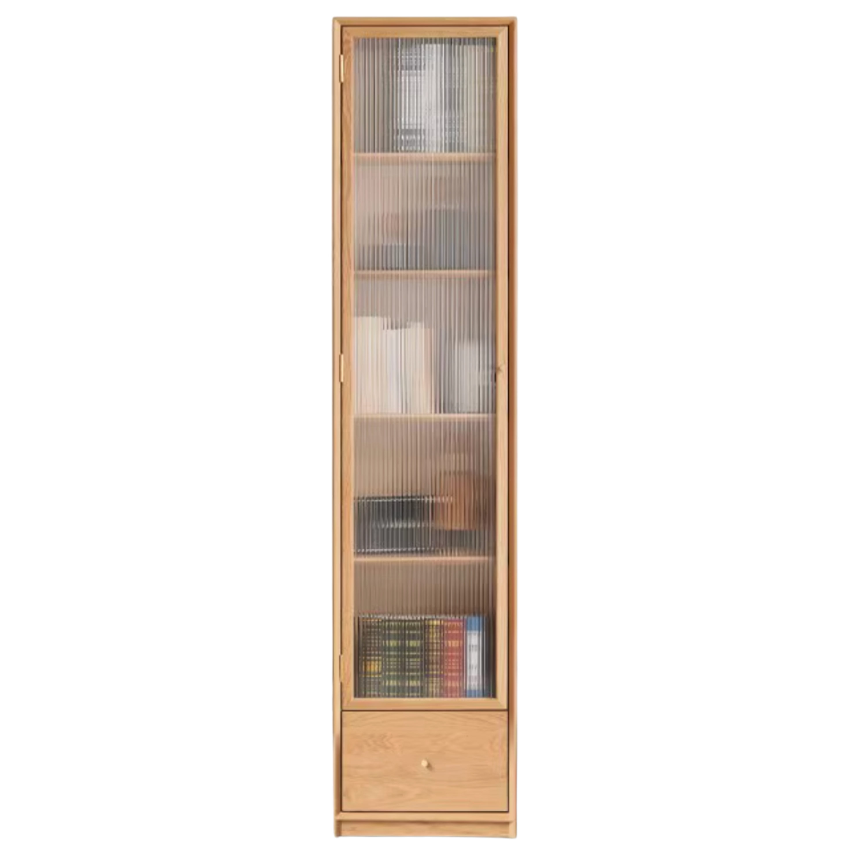 Oak Solid Wood Dust-Proof Glass Door Wall Floor-to-ceiling Bookshelf