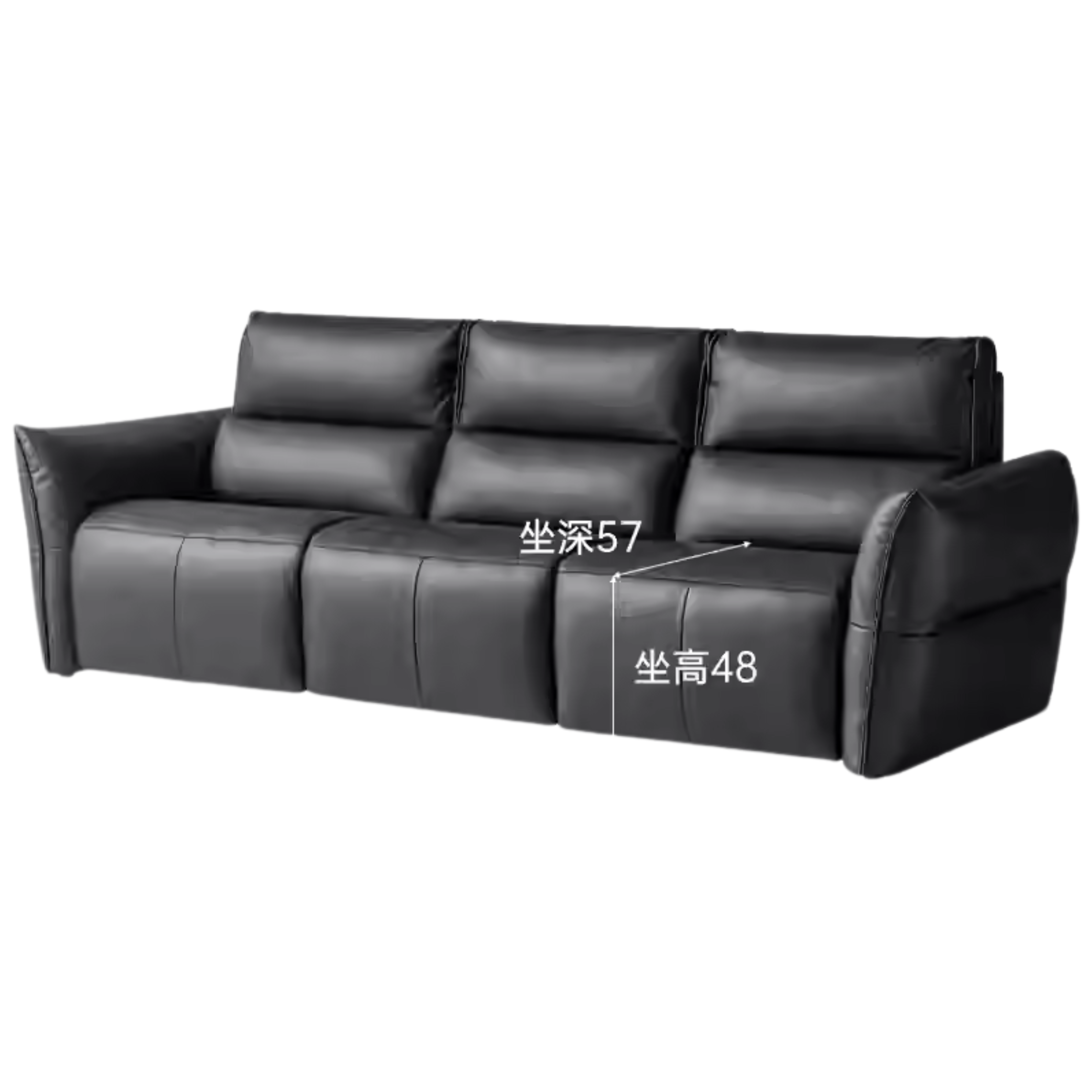 Genuine Leather Sofa Italian Light Luxury Tofu Block Sofa