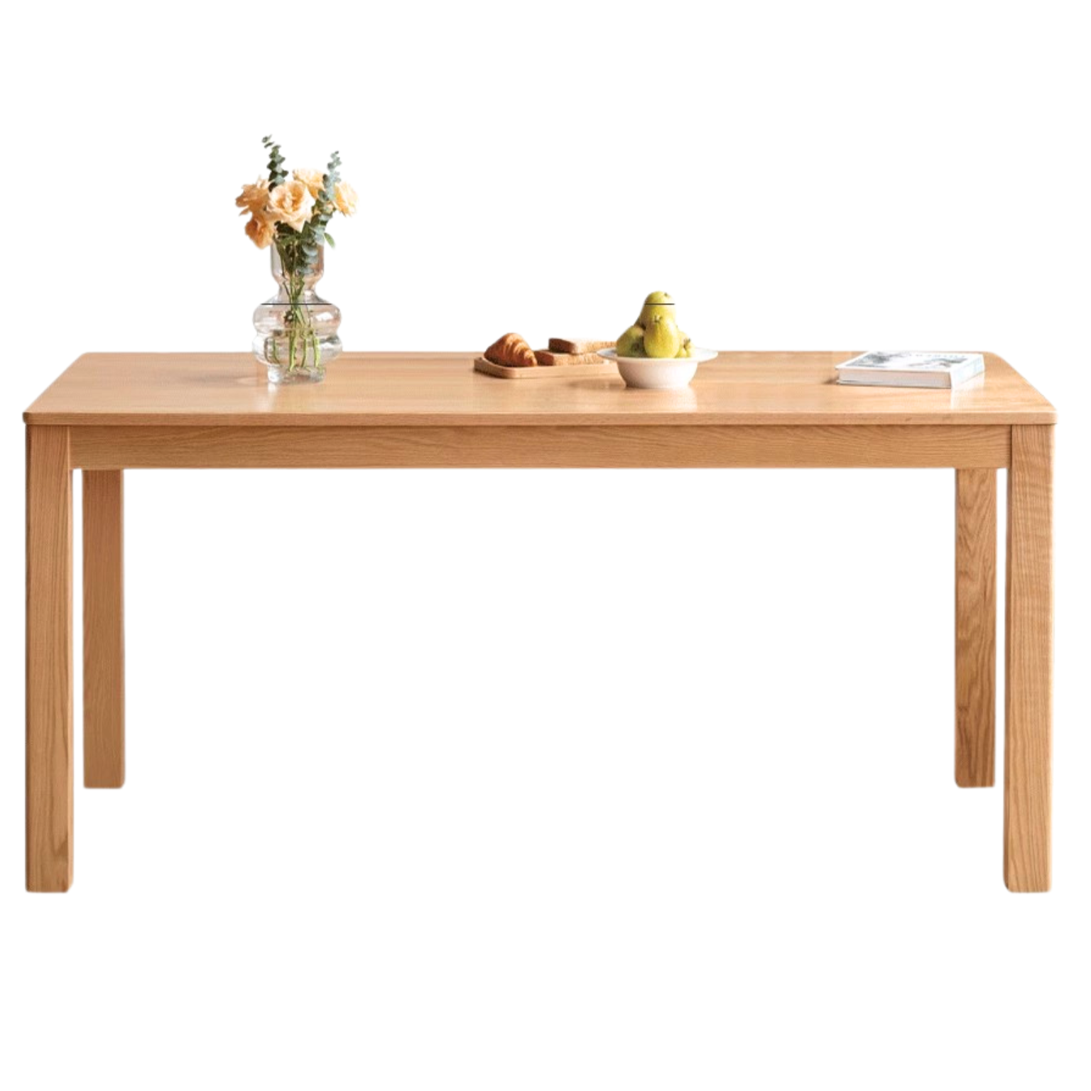 Oak Solid Wood, Solid Rubberwood Nordic Dining Table