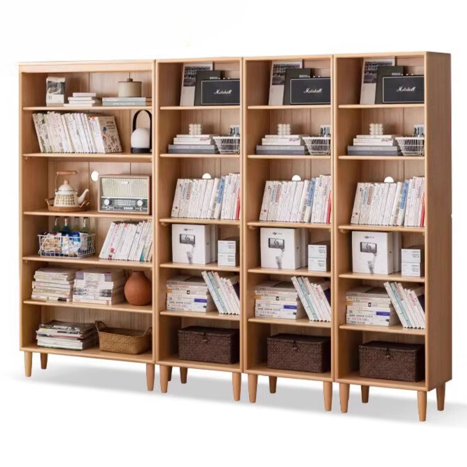 Beech Solid Wood Bookshelves Storage Shelf