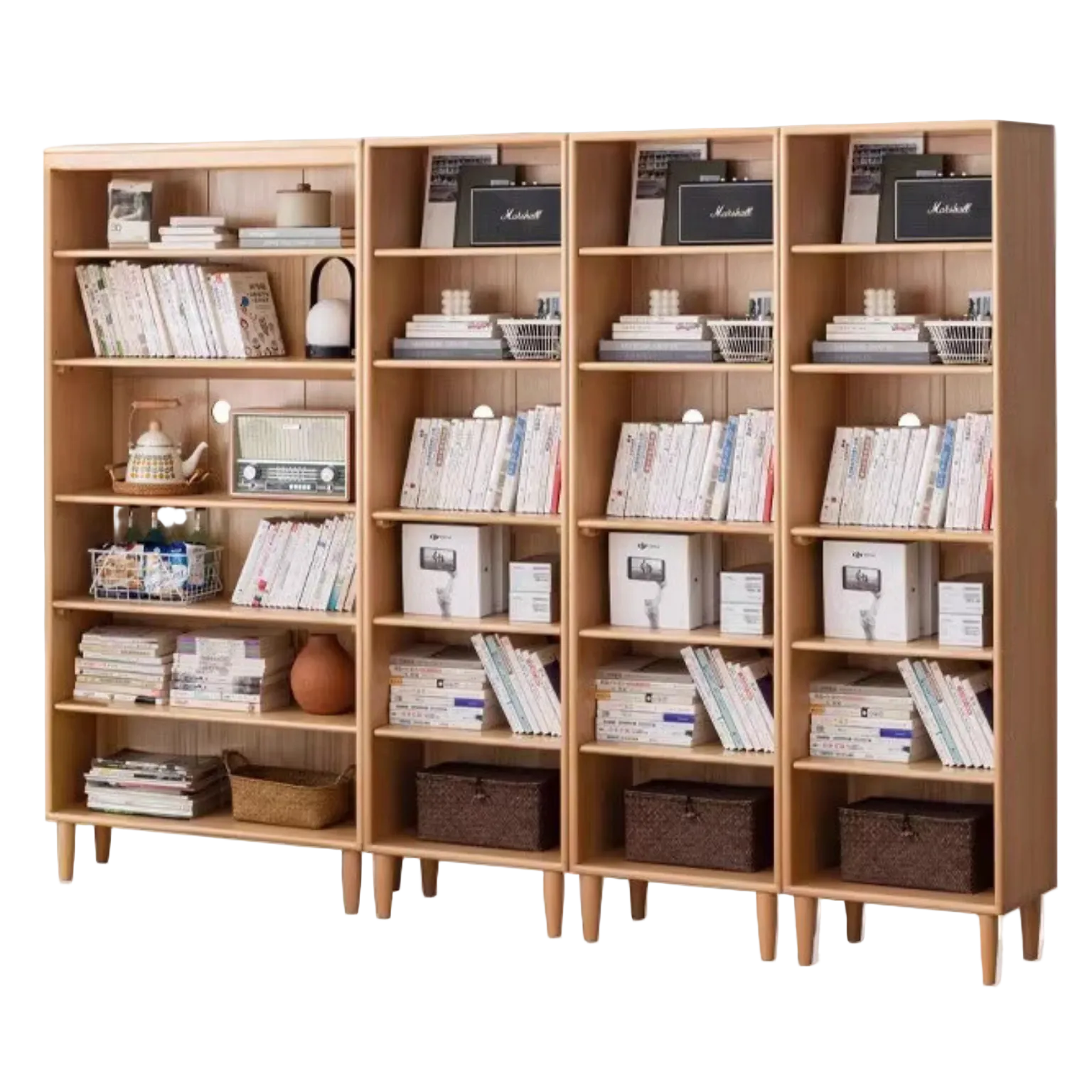 Beech Solid Wood Bookshelves Storage Shelf