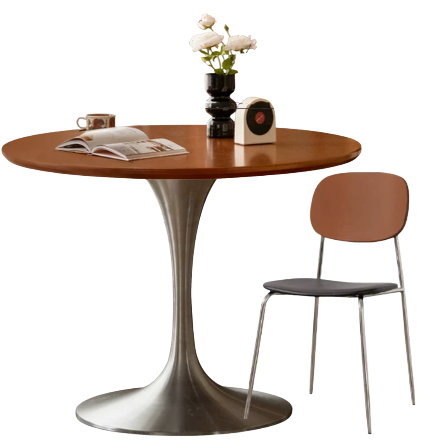 Poplar Solid Wood Antique Style Round Bauhaus Dining Table