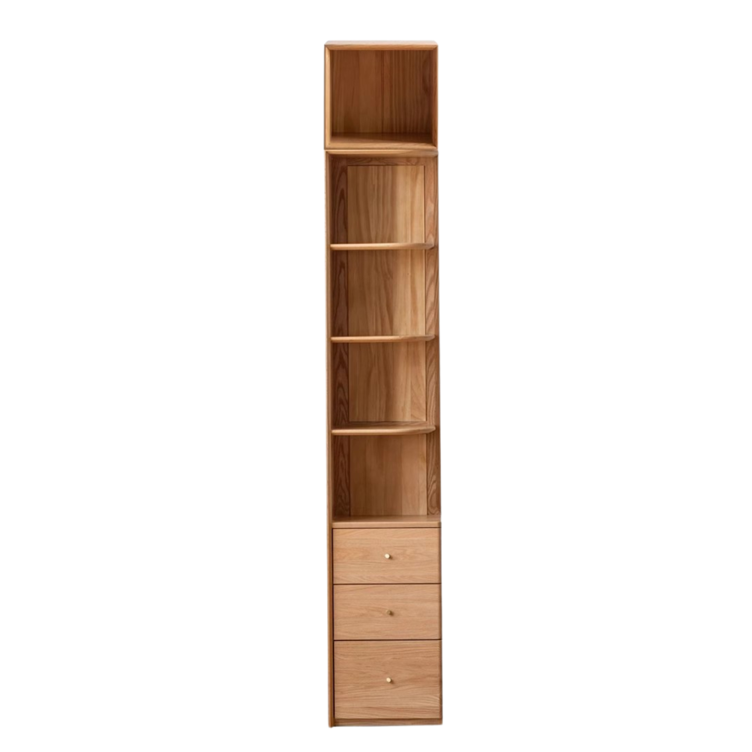Oak Solid Wood Nordic Style Bookshelf with Floor Storage Cabinet