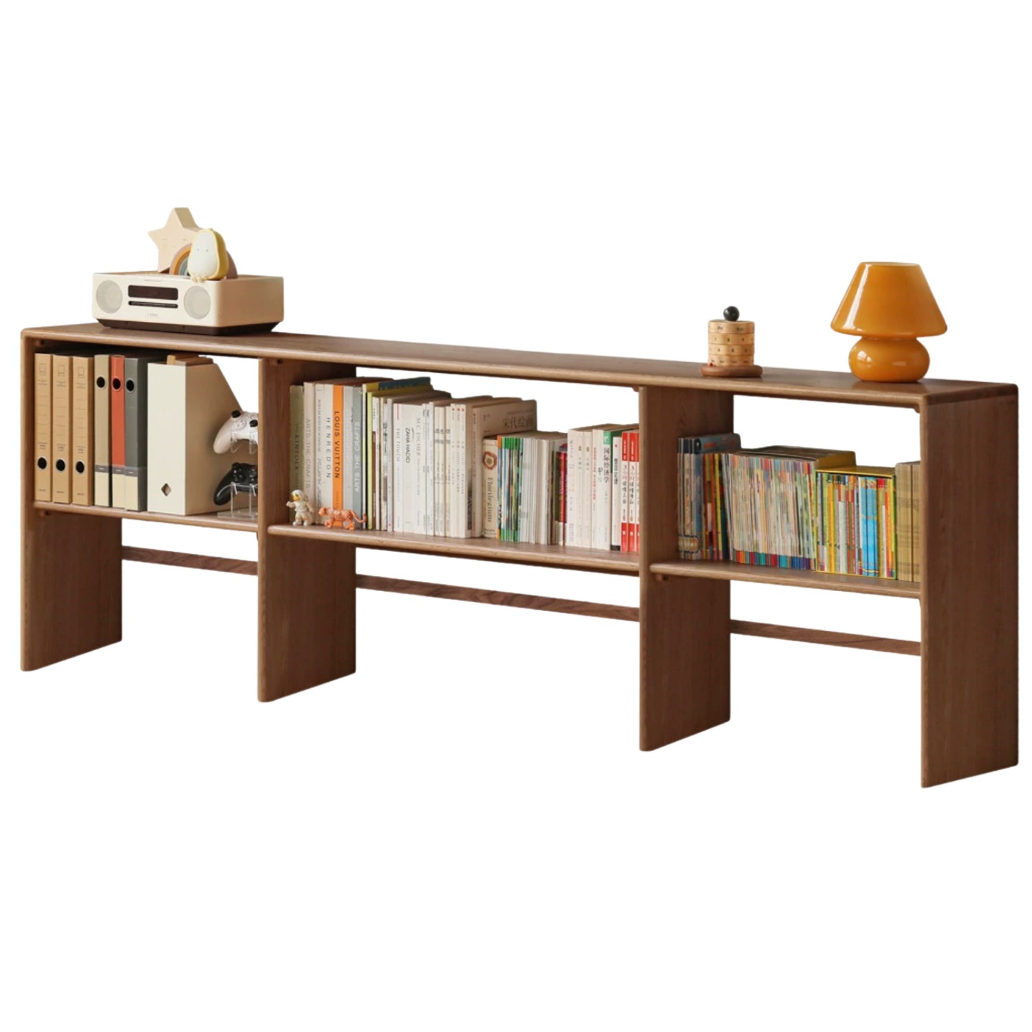 Oak, Solid Rubberwood TV Cabinet Minimalist Children's Toy Storage.