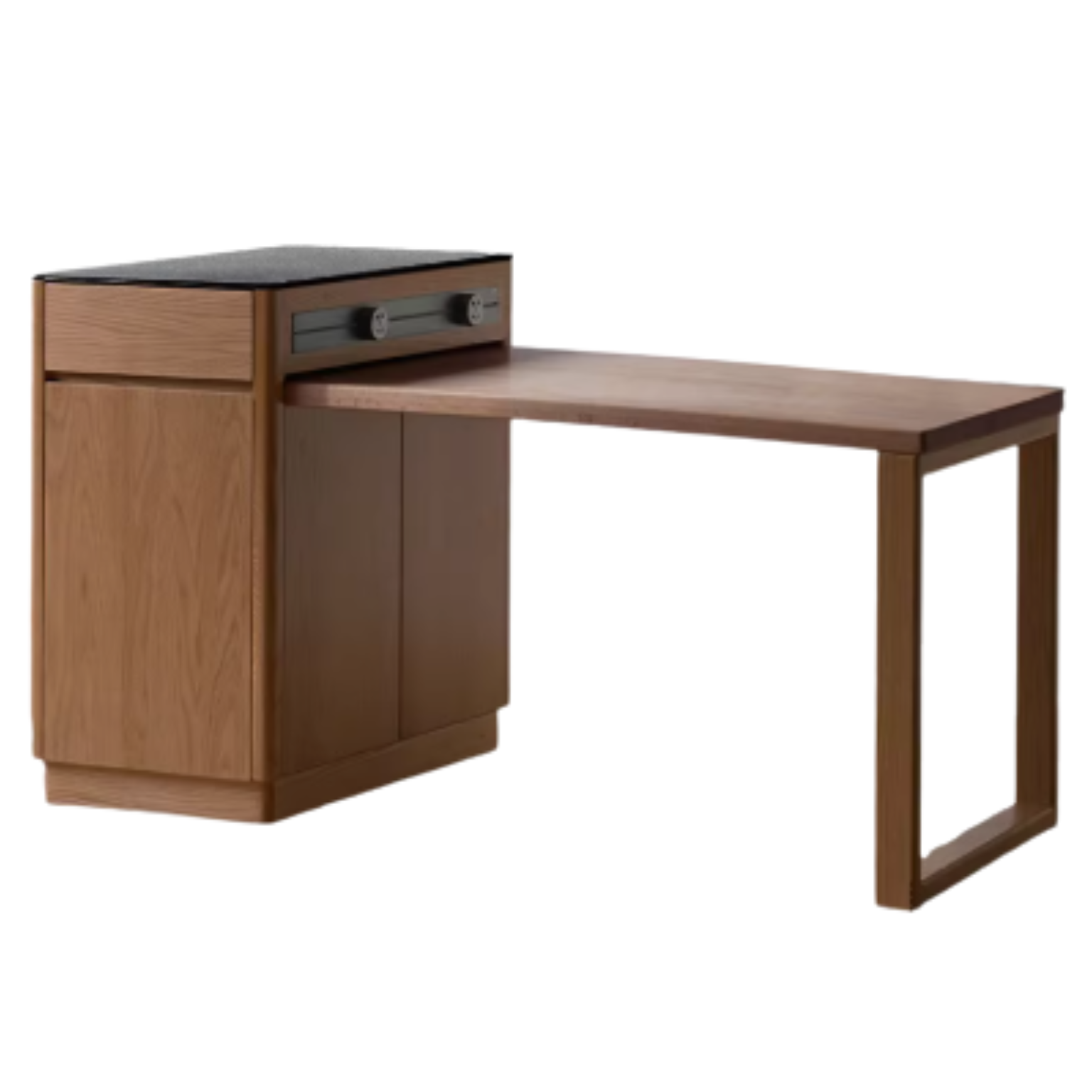 Oak Solid Wood Telescopic Island Rock Plate Dining Table