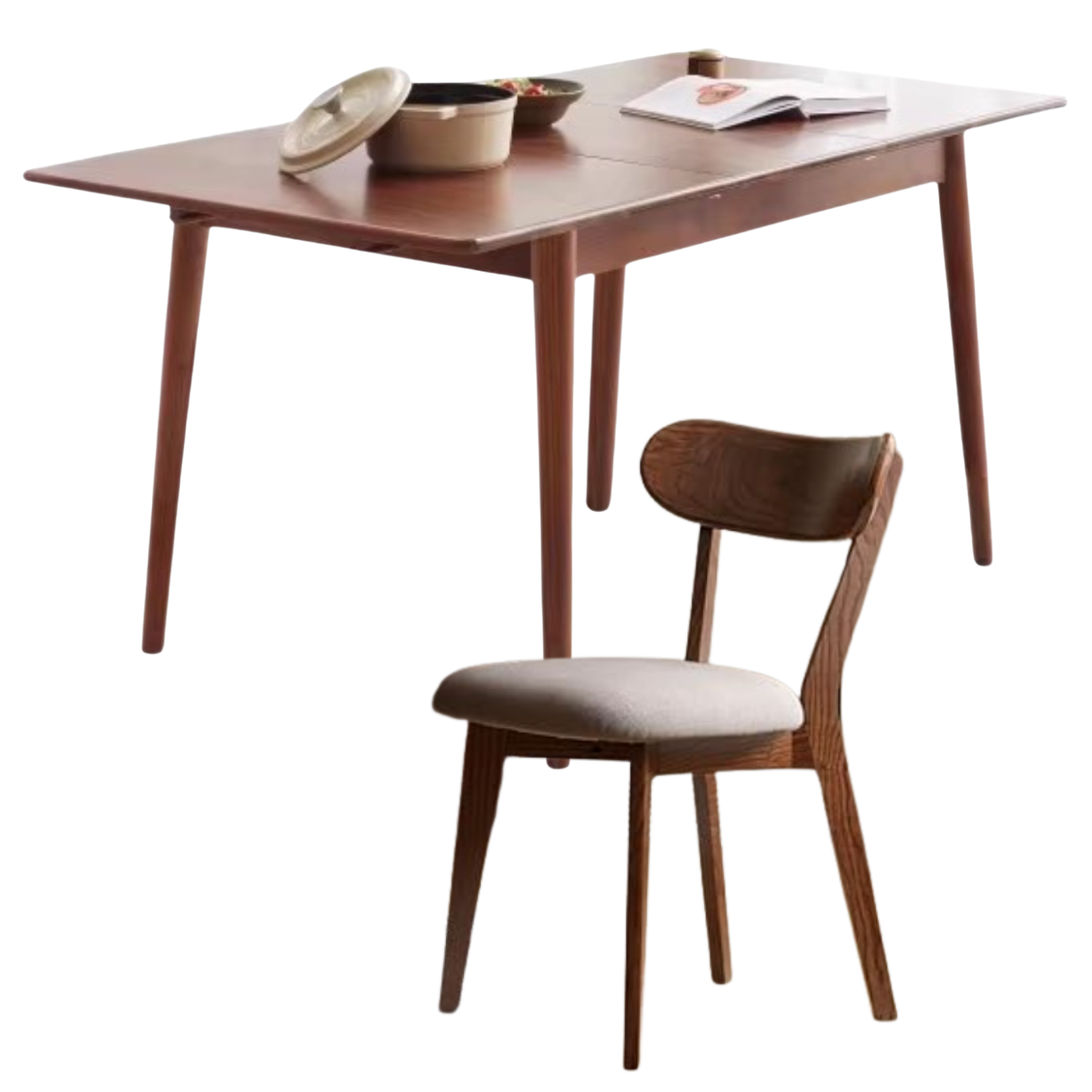 Oak Solid Wood Telescopic Folding Dining Table