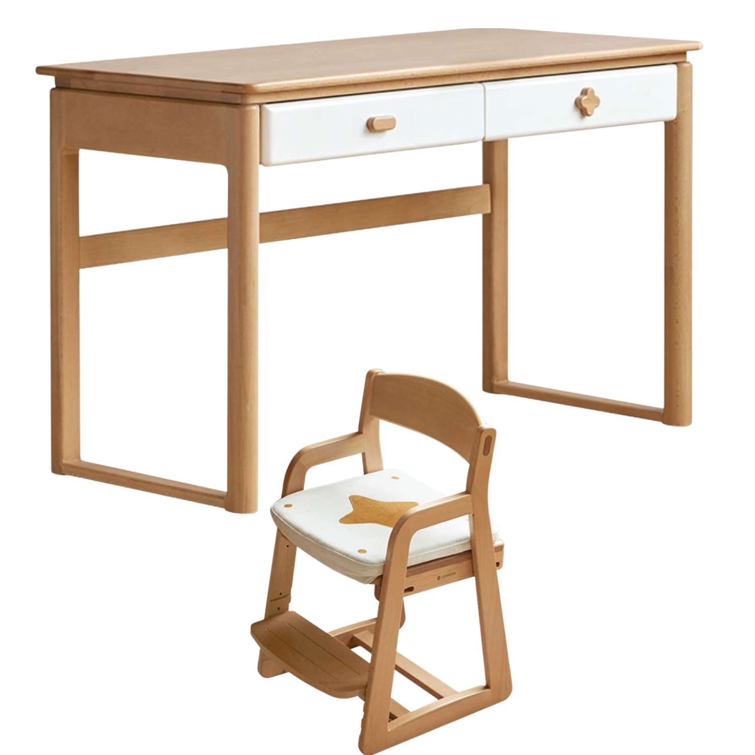 Beech Solid Wood Kids Learning Desk with Eye Protection Lamp