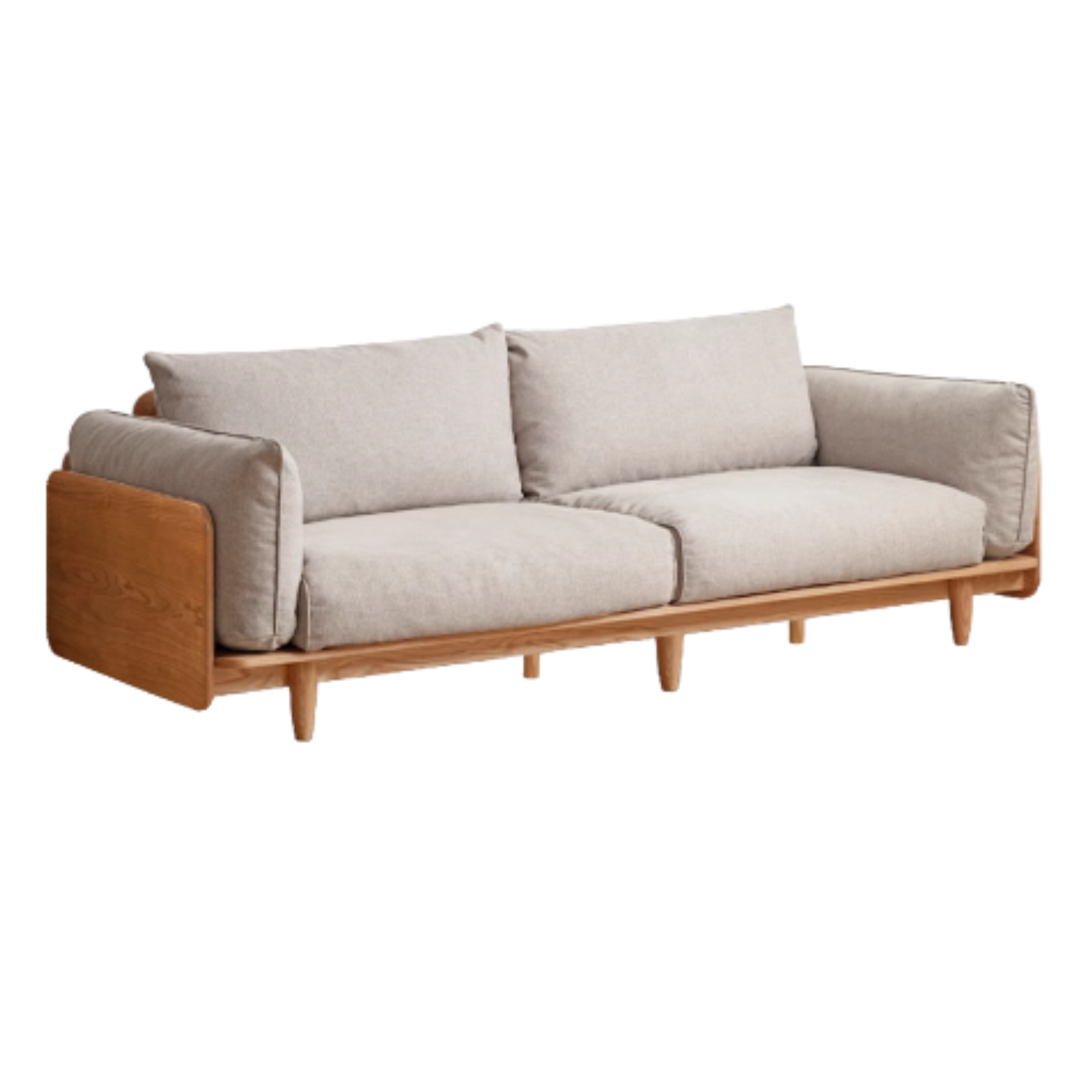 Cherry Wood Sofa Genuine Leather, Fabric-