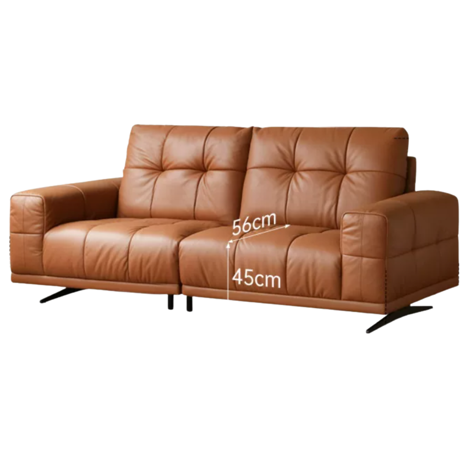 Genuine Leather Biscuit Tufted Sofa with Track Arms