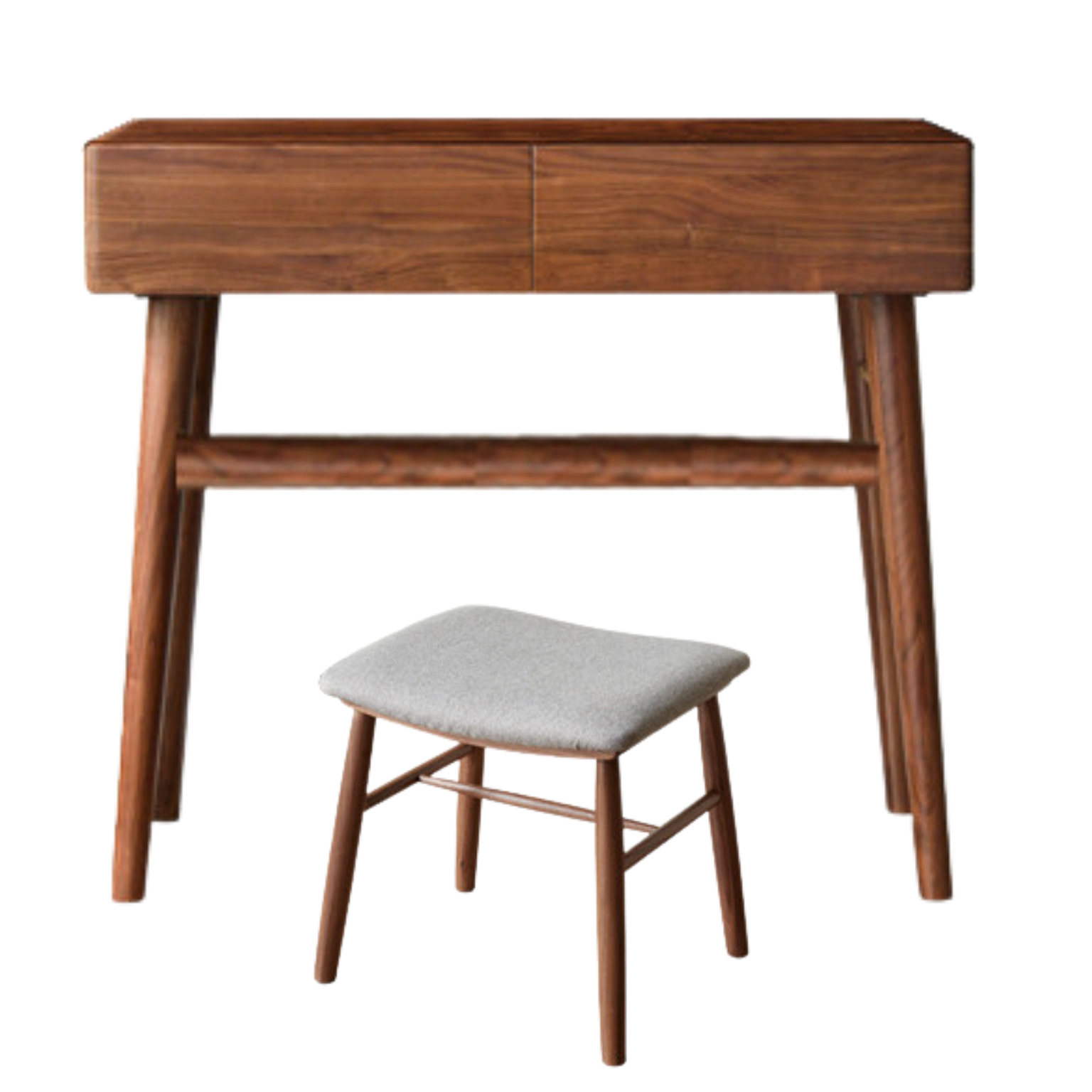 Black Walnut, Sandalwood Solid Wood Moon Makeup Mirror Vanity Table.