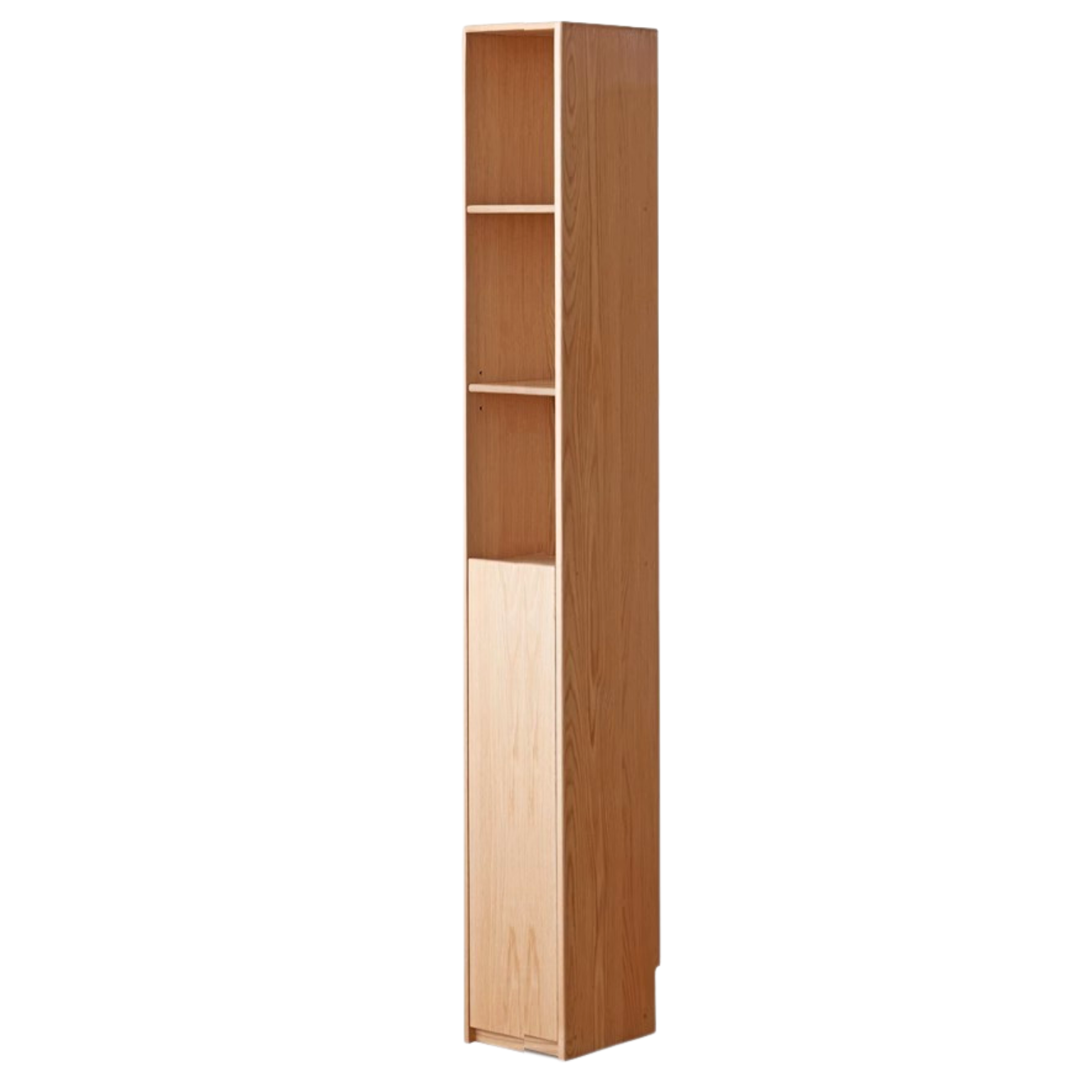 Oak, Rubber Solid Wood Ultra Narrow Bookcase