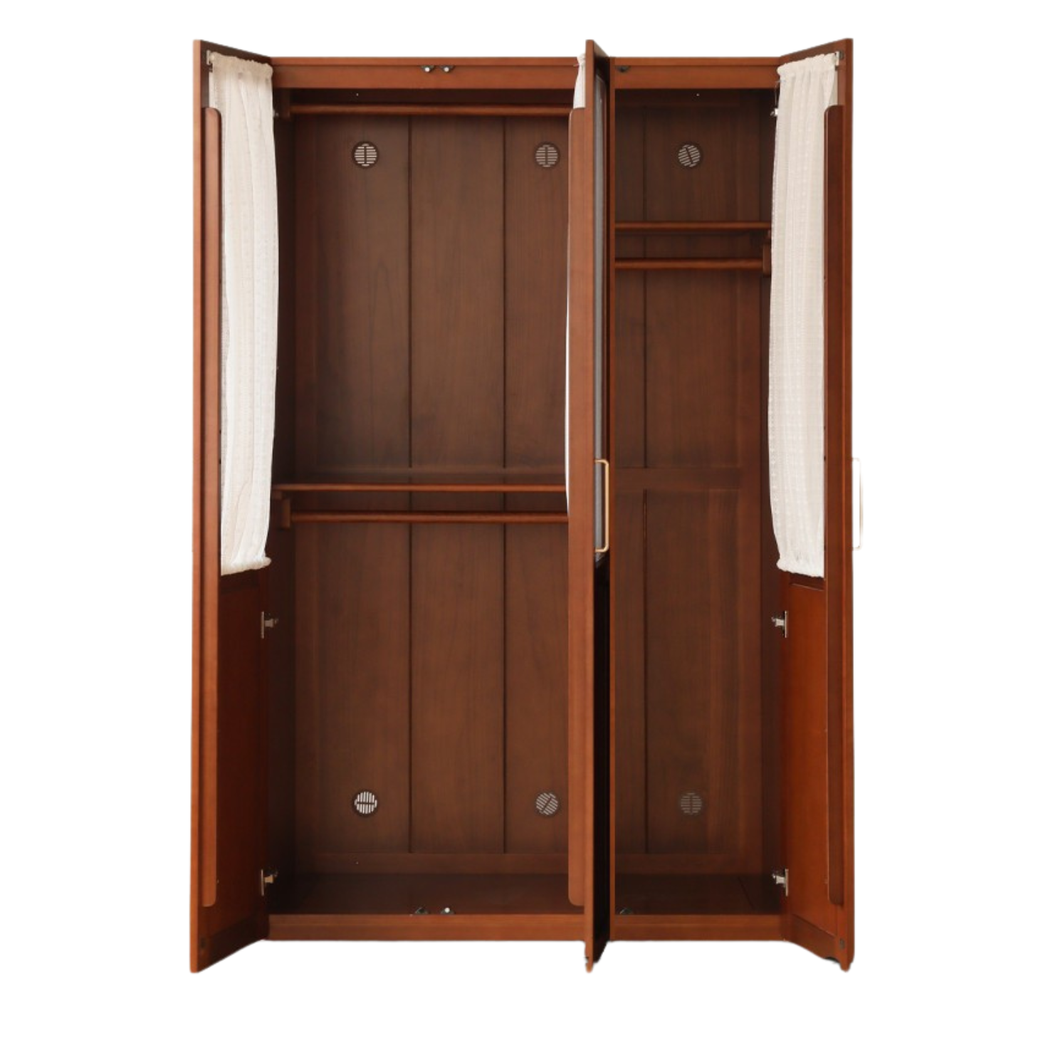 Poplar Solid Wood Modern Retro Style Double Door Wardrobet.