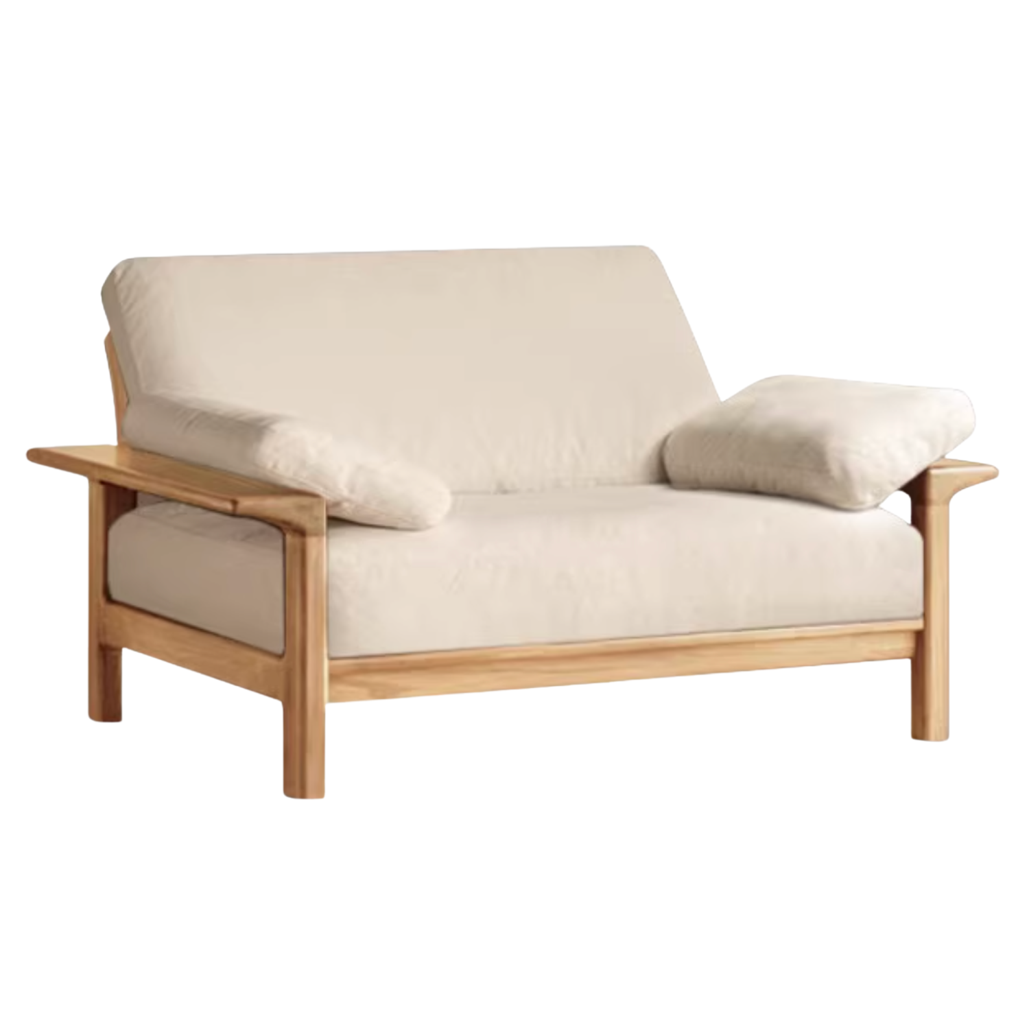 Oak, Ash Solid Wood Wabi Sabi Style Genuine Leather Sofa, fabric sofa