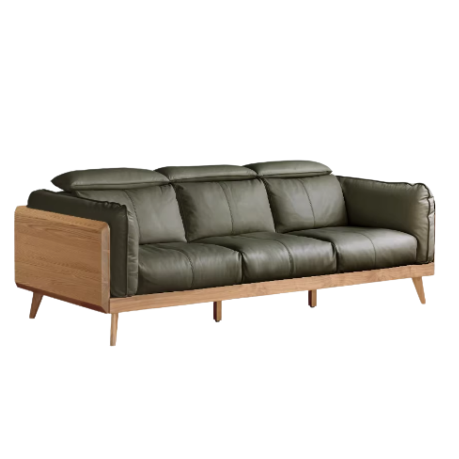 Black Walnut, Ash Solid Wood Genuine Leather Down Sofa.