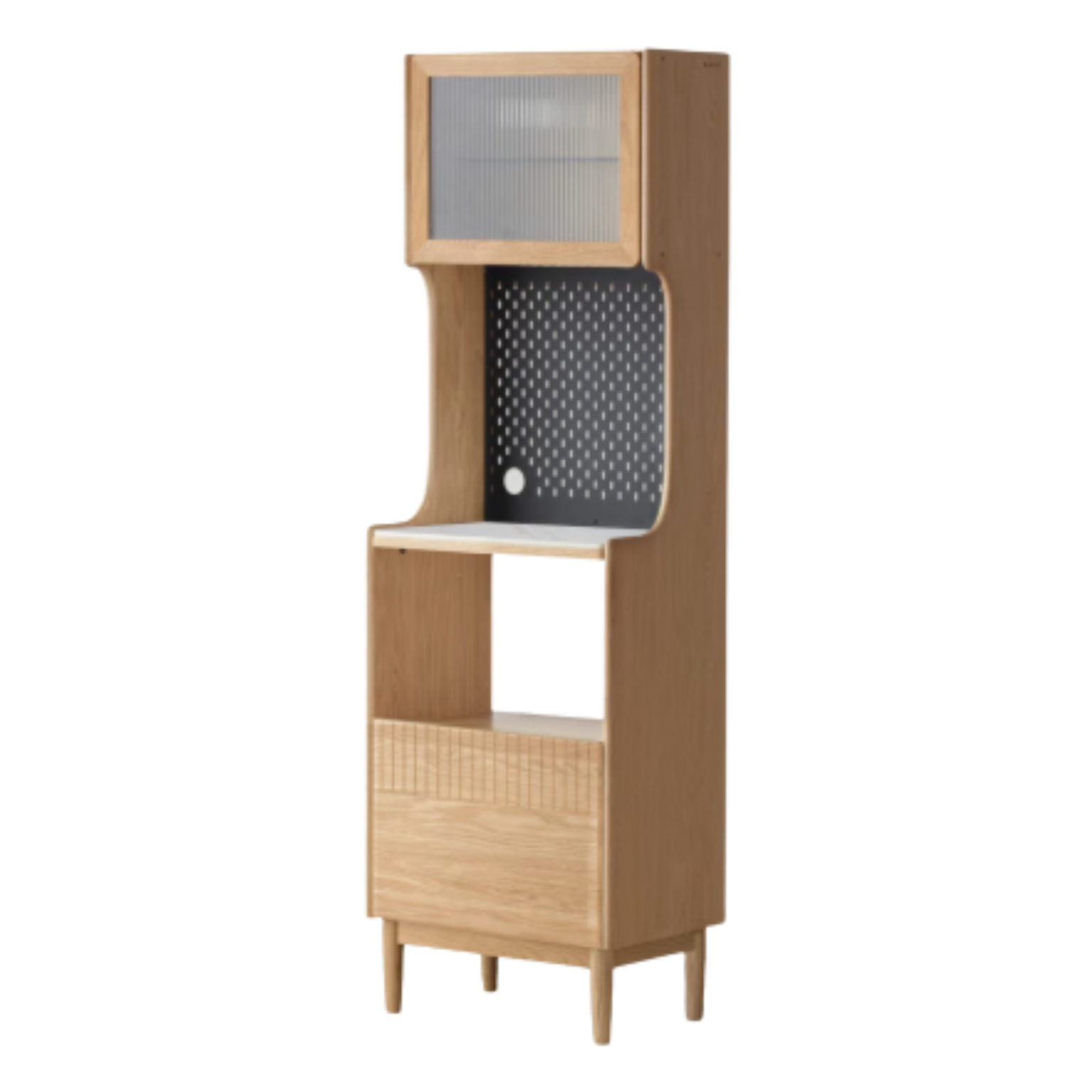 Solid RubberWood, Oak Solid Wood Sideboard Rock Board LED Light