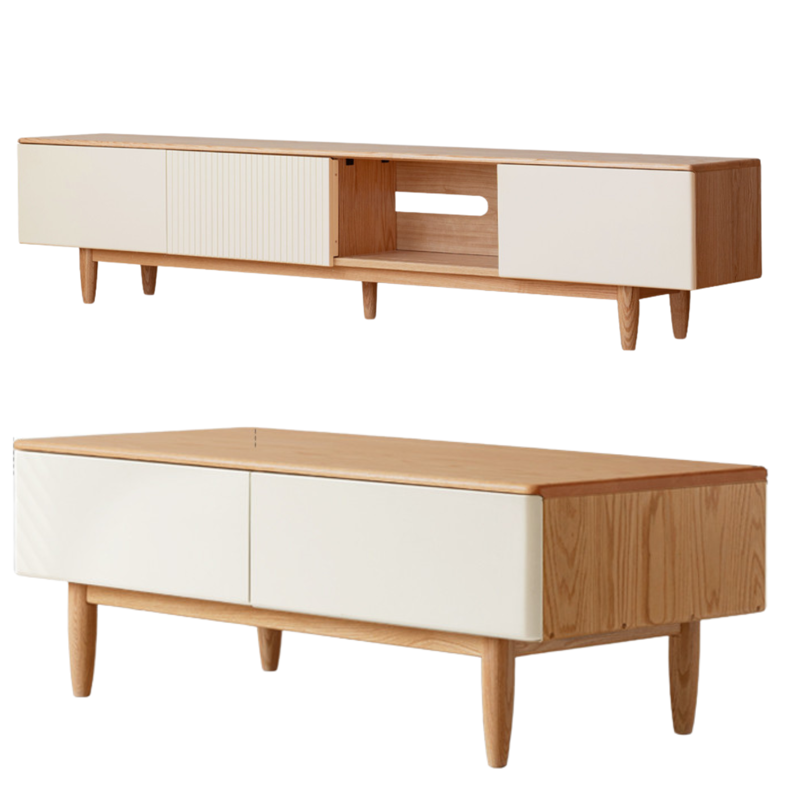 Oak Solid Wood Modern Storage TV Cabinet.