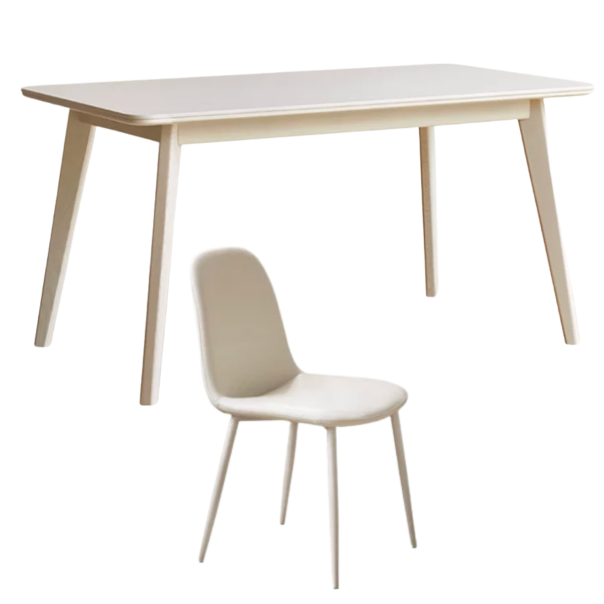 Birch, Liriodendron Solid Wood Slate Cream Wind White Dining Table
