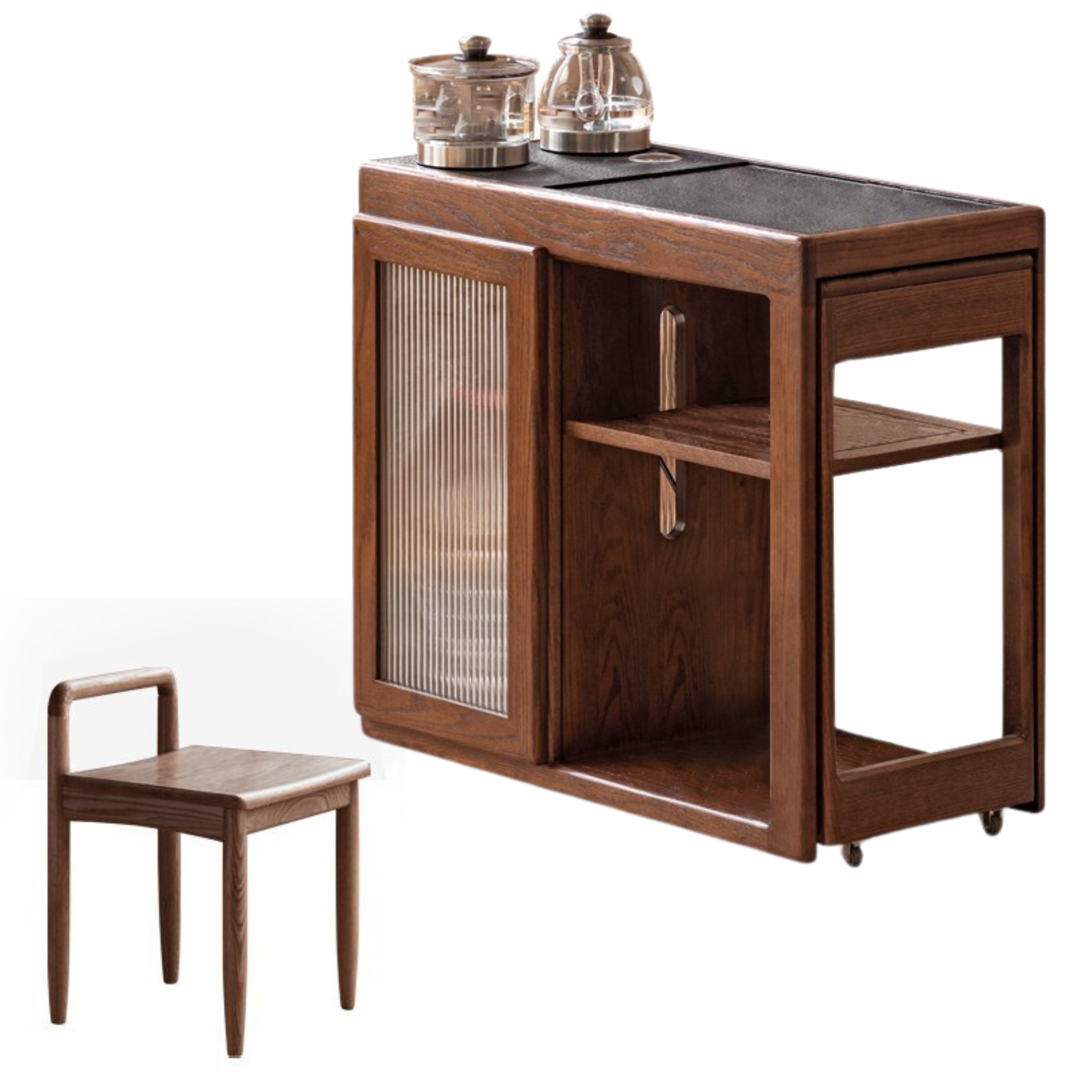 Oak, Ash Solid Wood Retractable Tea Table Tea Maker Integrated