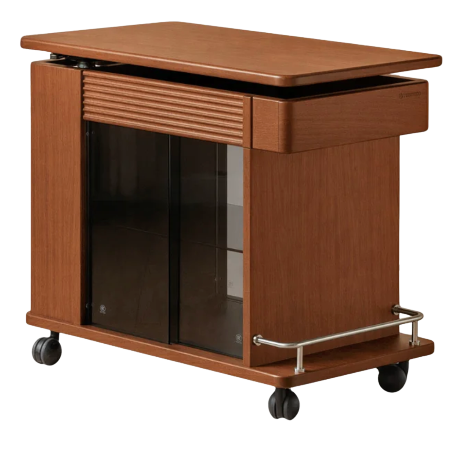 Black Walnut, Golden Pear, Golden Rosewood, Birch Solid Wood Rolling Side Table – Modern End Table
