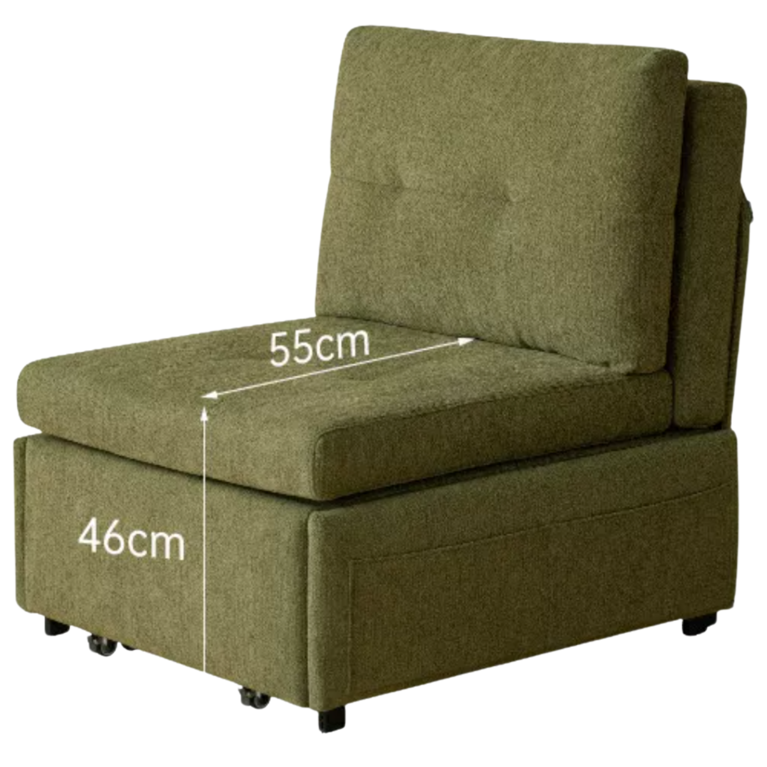 Fabric Convertible Sleeper Chair with Side Storage Pocket