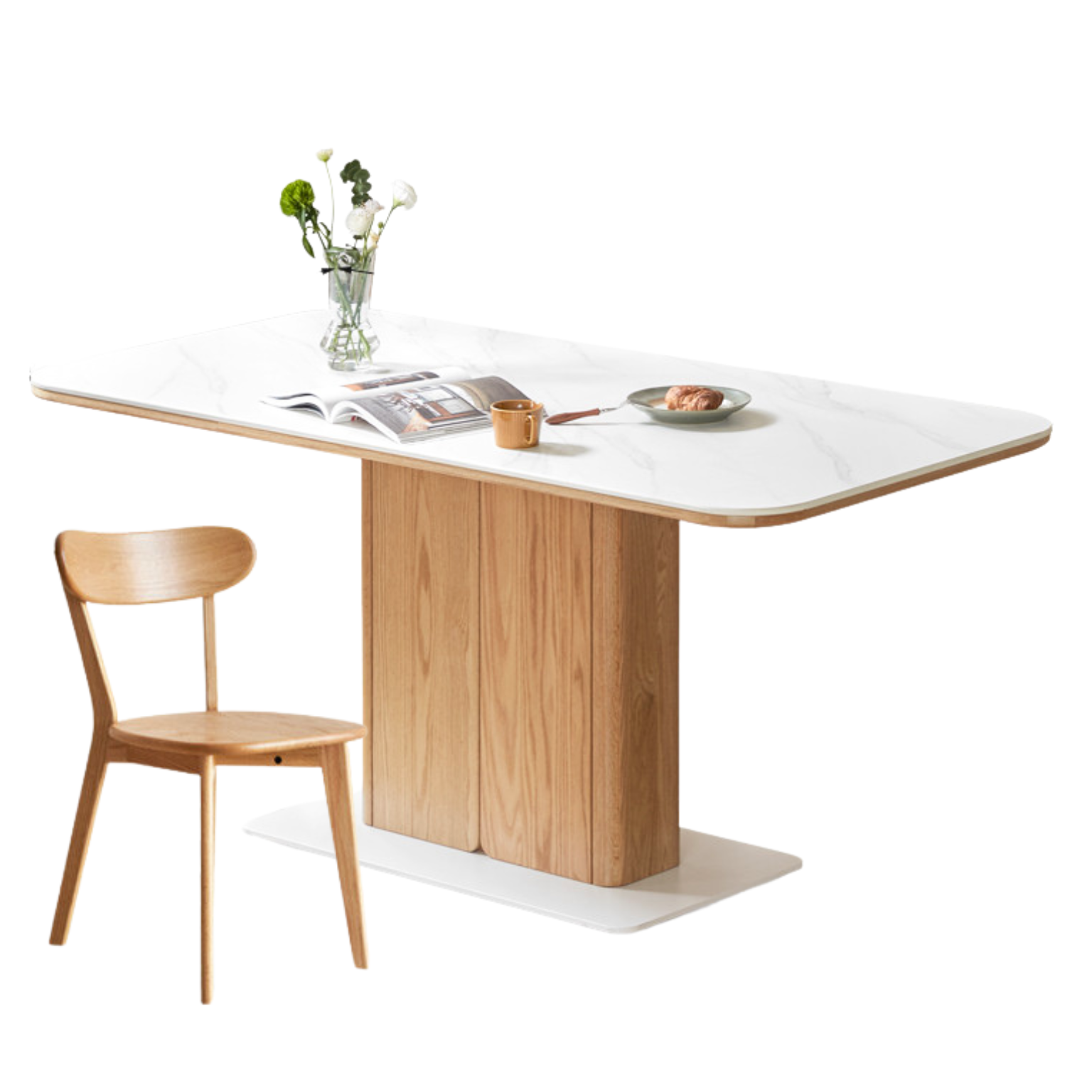 Oak Rock Plate Italian Standing Long Dining Table