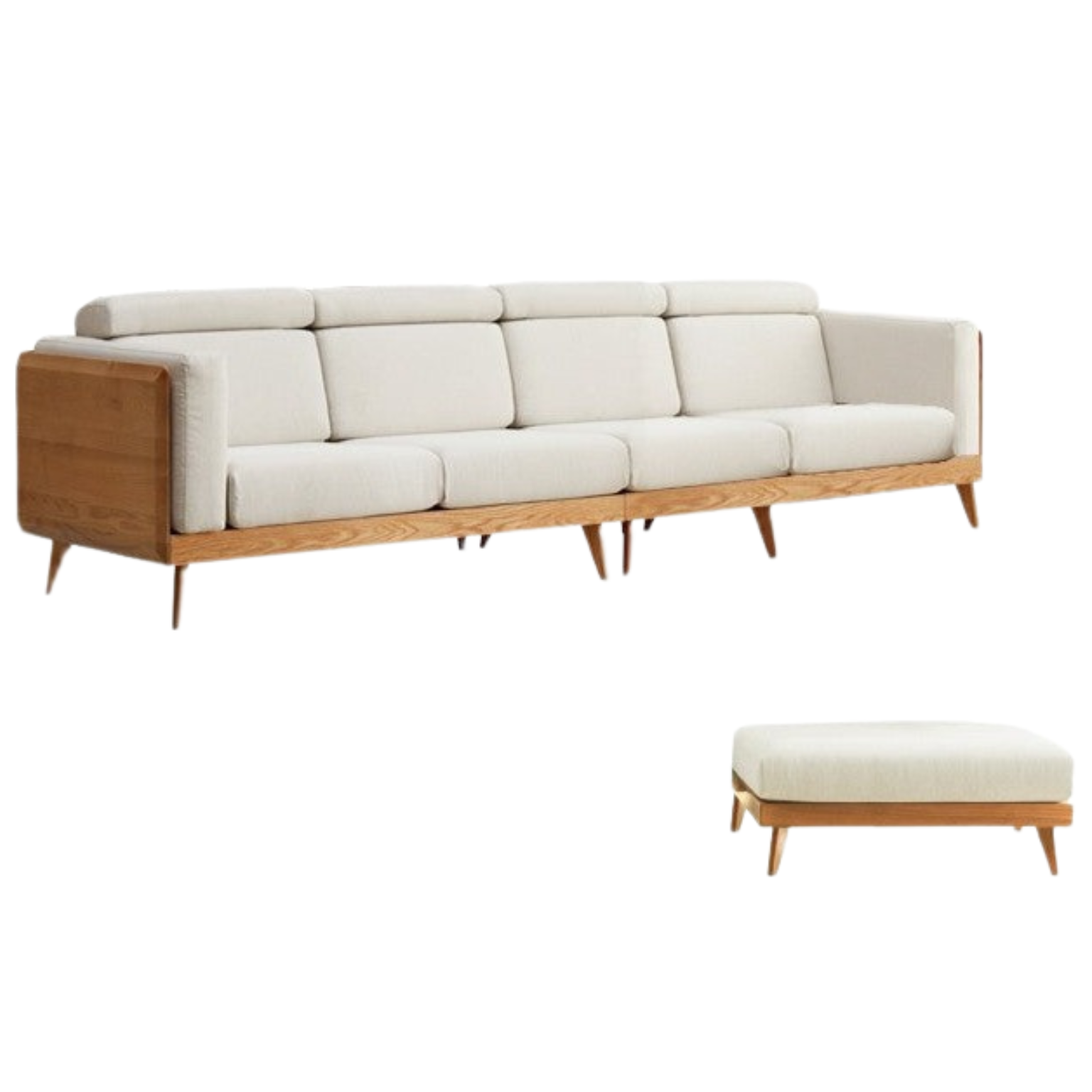 Oak, Ash Solid Wood Modern Fabric Sofa.