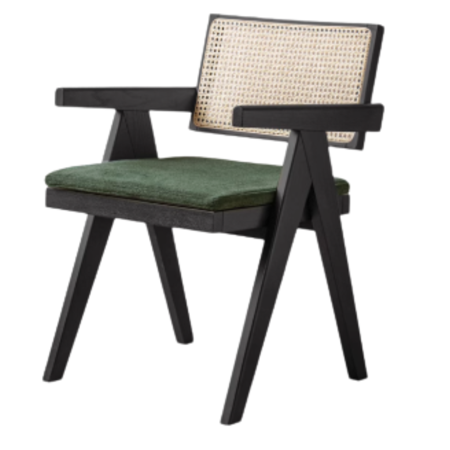 Ash, Oak, Cherry, Black Walnut, Beech Solid Wood Retro Rattan Chair: