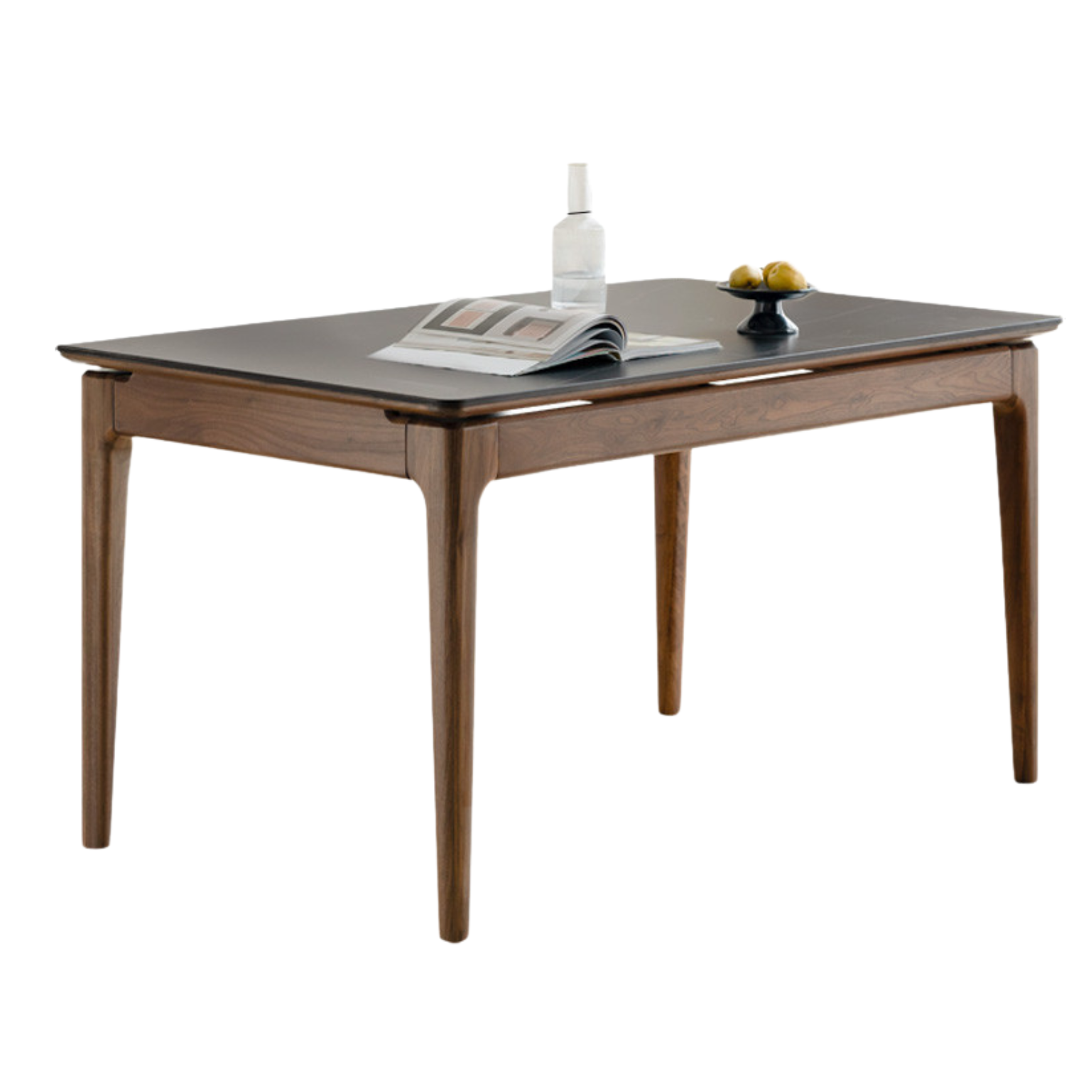Black Walnut Solid Wood Rock Plate Dining Table