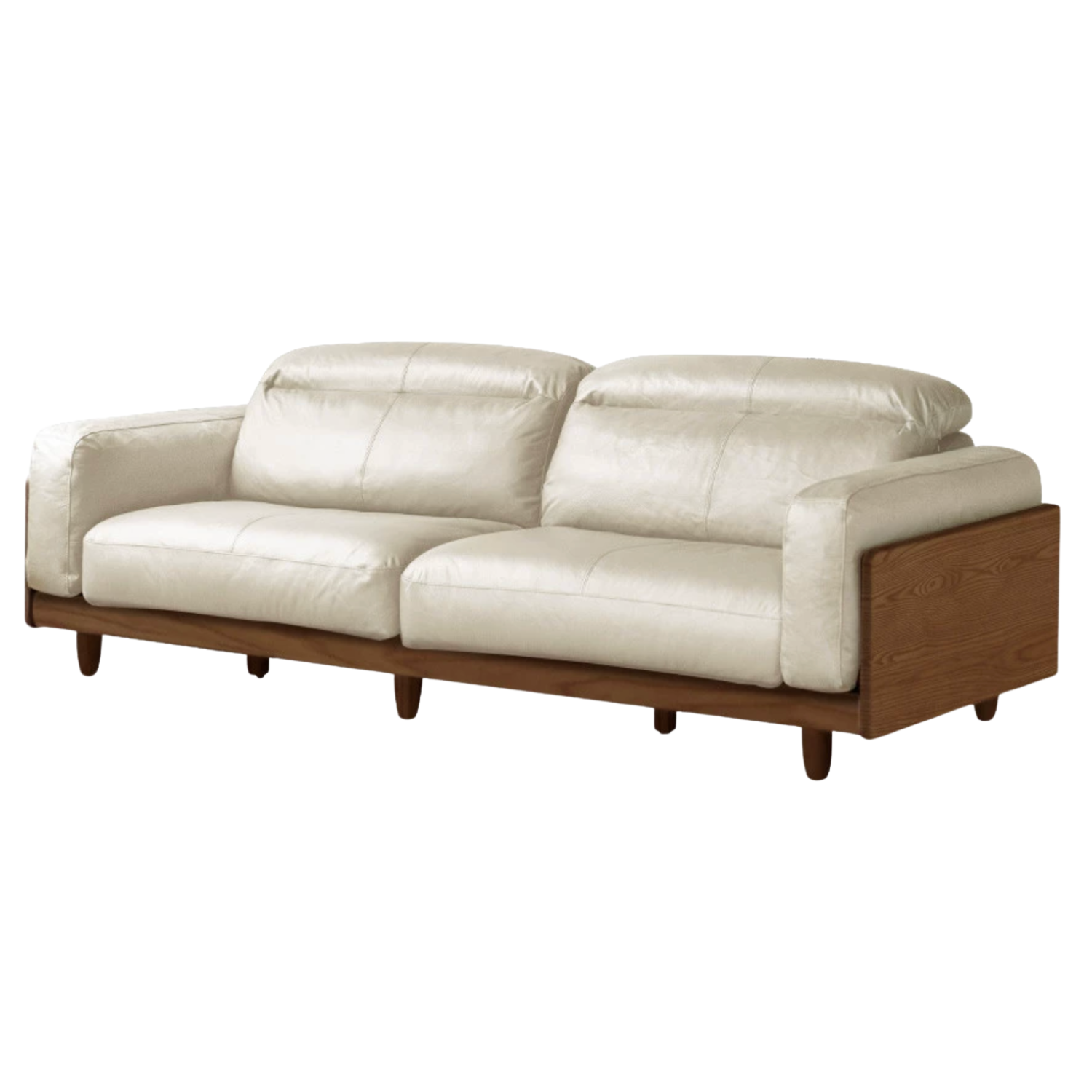 Black Walnut, Sandalwood, Ash Solid Wood Leather Sofa Italian Light Luxury.