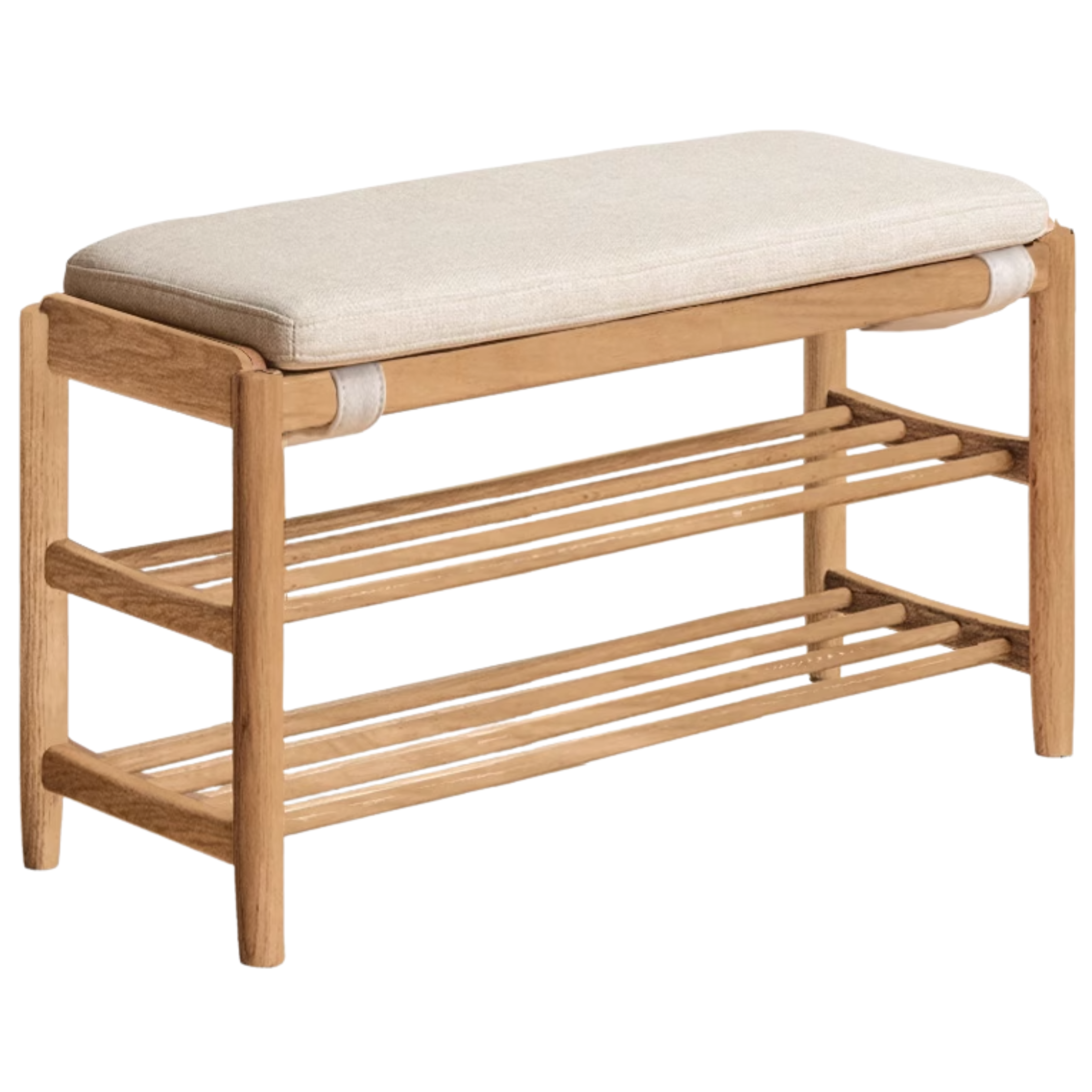 Oak solid wood, Solid Rubberwood Modern Shoe Changing Stool