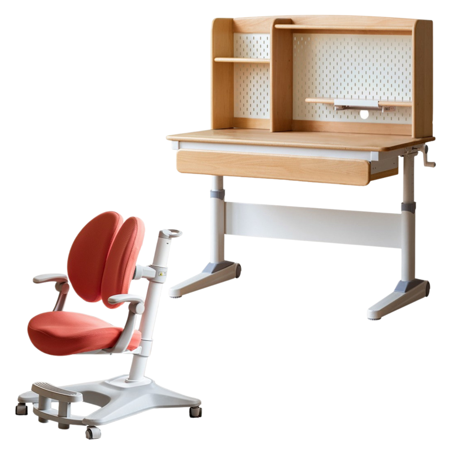 Beech Solid Wood Kids Raised and Lowered Study Table