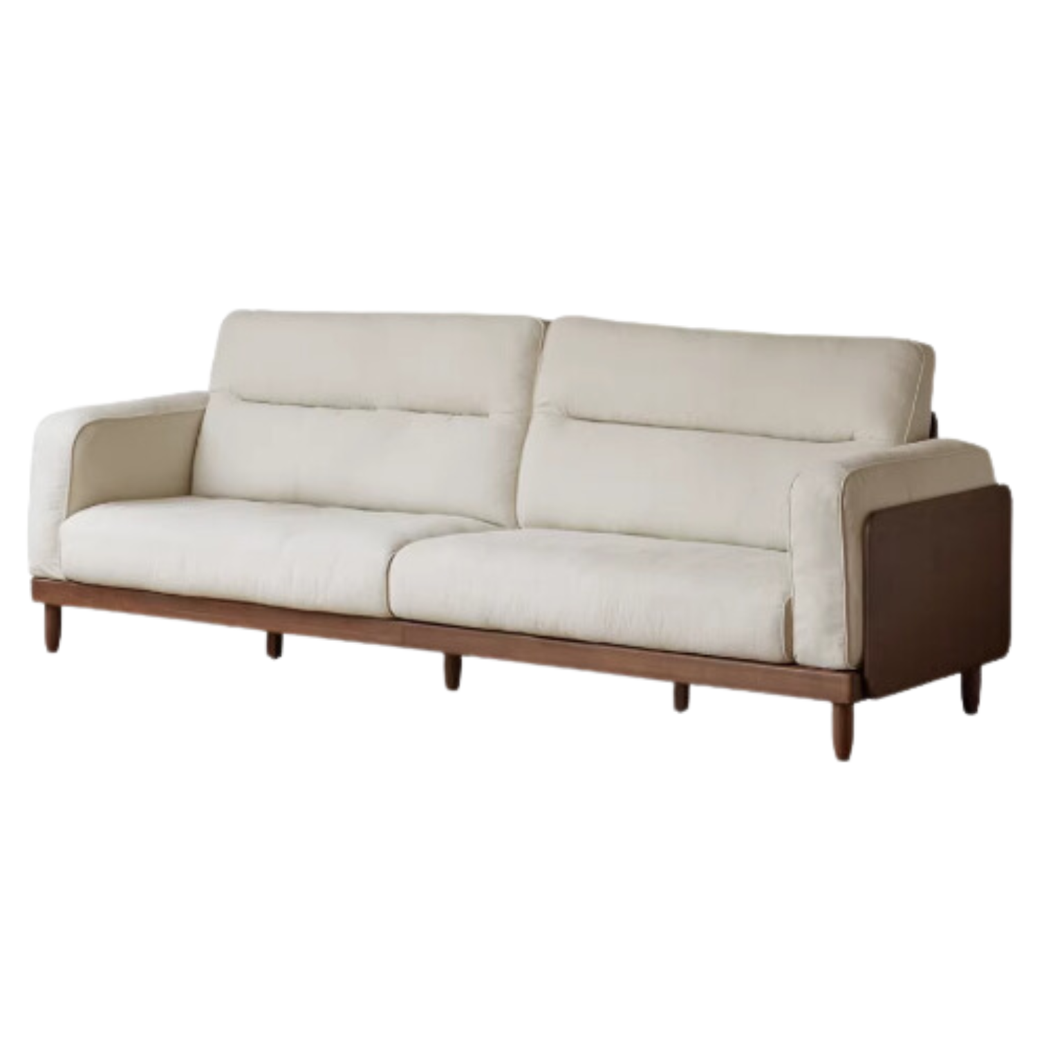 Black Walnut, Ash, Solid Sandalwood Wood Sofa with Genuine Top-Grain Yellow Cowhide Leather,fabrics