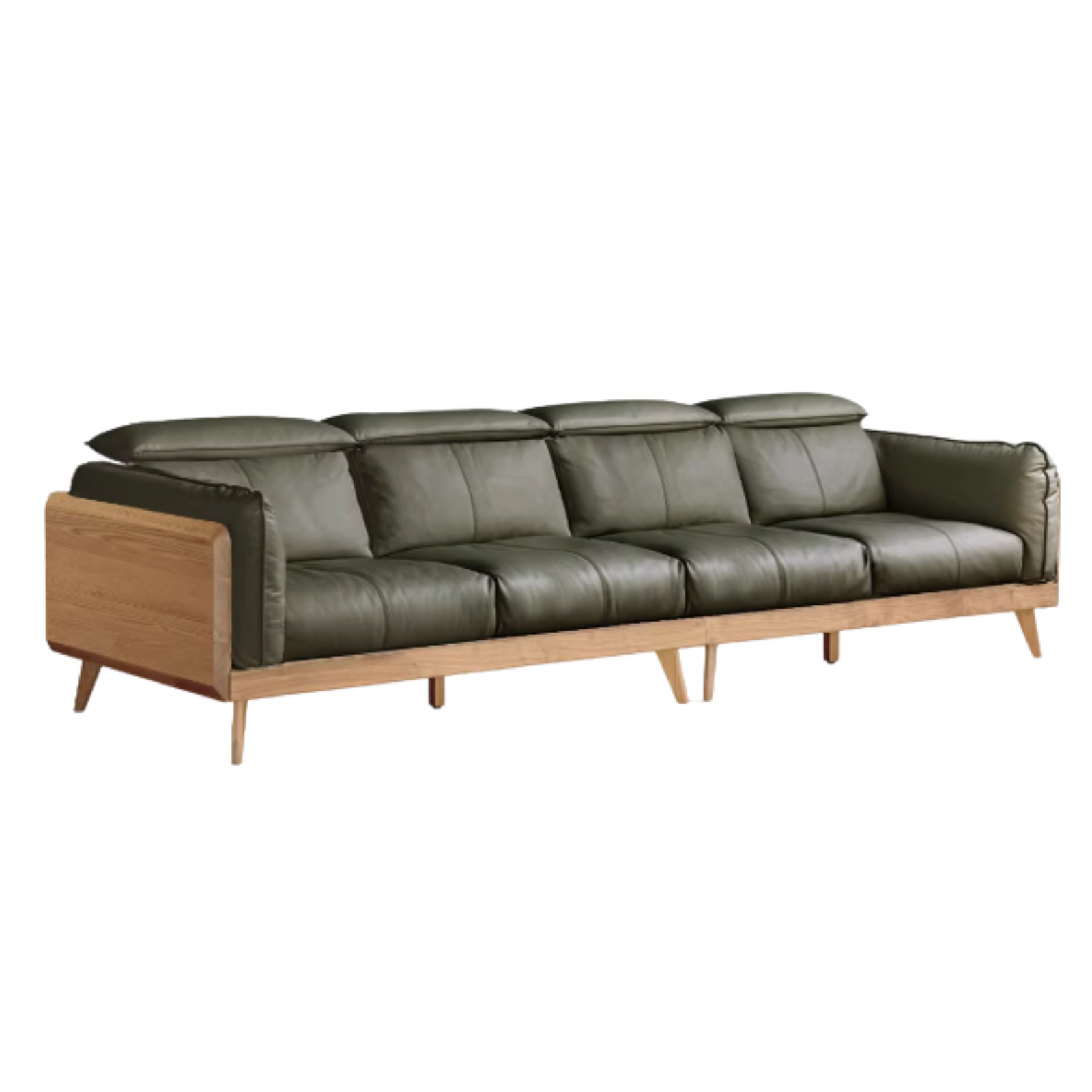 Black Walnut, Ash Solid Wood Genuine Leather Down Sofa.
